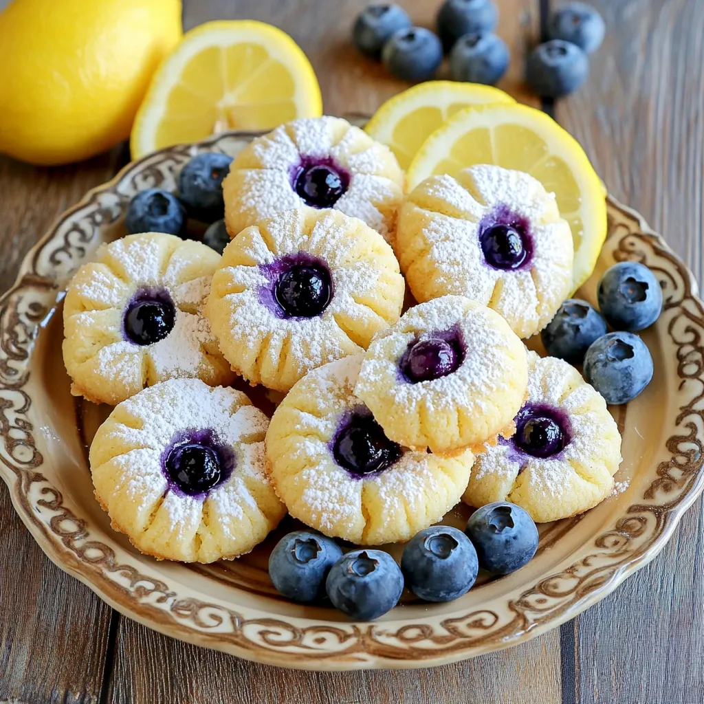 To make Lemon Blueberry Ricotta Cookies, you will need fresh and simple ingredients. Here’s the full list: - 1 cup ricotta cheese - 1/2 cup unsalted butter, softened - 1 cup granulated sugar - 1 large egg - 2 teaspoons vanilla extract - Zest of 1 lemon - 2 tablespoons lemon juice - 2 cups all-purpose flour - 1 teaspoon baking powder - 1/2 teaspoon baking soda - 1/4 teaspoon salt - 1 cup fresh blueberries (or frozen, if out of season) - Powdered sugar for dusting (optional) Ricotta cheese gives these cookies a soft and creamy texture. The unsalted butter adds richness. Granulated sugar sweetens the mix. A large egg helps to bind everything together. Vanilla extract brings warmth and flavor. Lemon zest and juice add bright, fresh notes. All-purpose flour provides structure. Baking powder and baking soda help the cookies rise. Salt balances the sweetness. Fresh blueberries add bursts of flavor. Finally, powdered sugar makes for a lovely finish if you choose to use it. These ingredients come together to create a delightful treat that’s easy to make. Trust me, once you gather these items, you’ll be ready to bake a batch of these tasty cookies! - Preheat your oven to 350°F (175°C). Line a baking sheet with parchment paper. - In a large bowl, cream together the softened butter and granulated sugar. Mix until light and fluffy. - Add the ricotta cheese, egg, vanilla extract, lemon zest, and lemon juice. Mix until smooth. - In a separate bowl, whisk together the flour, baking powder, baking soda, and salt. - Gradually add the dry mix to the wet mixture. Stir until just combined. - Gently fold in the fresh blueberries. Be careful not to burst them. - Using a cookie scoop or tablespoon, drop dollops of dough onto the prepared baking sheet. Space them about 2 inches apart. - Bake in the preheated oven for 12-15 minutes. The edges should be lightly golden. The centers may look a bit underbaked; this is okay! - Allow the cookies to cool on the baking sheet for 5 minutes. Then transfer them to a wire rack to cool completely. To get the best texture in your Lemon Blueberry Ricotta Cookies, avoid overmixing. When you mix the wet and dry ingredients, stop as soon as they come together. This keeps the cookies soft and tender. The ideal baking time is between 12 to 15 minutes. Watch for lightly golden edges. The centers may seem soft, but that’s what you want for a chewy cookie. For a lovely presentation, arrange your cookies on a decorative plate. Add a few extra blueberries and lemon slices for color. You can also dust cooled cookies with powdered sugar for a sweet touch. Serve them with lemon zest-infused whipped cream to impress your guests. One common mistake is overbaking the cookies. Keep an eye on them. Another mistake is skipping the cooling time. Let the cookies cool on the baking sheet for 5 minutes before moving them. This helps them set and stay soft. {{image_2}} You can change the flavor of your Lemon Blueberry Ricotta Cookies by using different fruits. Try raspberries or strawberries for a sweet twist. You can also mix in chopped peaches or blackberries for a burst of summer. Adding spices or extracts can enhance the flavor too. A dash of cinnamon or nutmeg adds warmth. Almond or coconut extract can give a lovely depth to the cookies. If you need gluten-free options, substitute all-purpose flour with a gluten-free flour blend. This keeps the cookies soft and tasty. For vegan adaptations, replace the egg with a flax egg. Use plant-based butter and a dairy-free ricotta. These changes make the cookies suitable for a wider range of diets without losing flavor. Adjusting sweetness can change the taste to your liking. If you prefer less sugar, cut back on the granulated sugar by a quarter cup. For a richer flavor, mix in nuts or chocolate chips. Chopped walnuts or dark chocolate chunks can add texture and depth. These tweaks let you customize your cookies while keeping them delicious and moist. To keep your Lemon Blueberry Ricotta Cookies fresh, store them in an airtight container. Place a piece of parchment paper between layers to avoid sticking. Keep the container at room temperature for up to five days. If you live in a humid area, refrigeration helps maintain texture. Just let them warm to room temp before serving. You can freeze these cookies for later enjoyment. Allow them to cool completely. Then, place them in a single layer on a baking sheet. Freeze until firm, about one hour. Next, transfer the cookies to a freezer-safe bag or container. They can last up to three months in the freezer. When you're ready to snack, simply thaw them at room temperature. To warm up your cookies, preheat your oven to 300°F (150°C). Place the cookies on a baking sheet. Heat them for about 5-8 minutes. This method helps them regain their soft texture. You can also use a microwave for a quick fix. Heat for 10-15 seconds, but be careful not to overdo it. Enjoy your warm, delicious cookies! To keep your cookies moist, store them in an airtight container. You can also add an extra spoon of ricotta. This helps the cookies stay soft. Yes, you can use frozen blueberries. Just make sure to add them straight from the freezer. Do not thaw them first. This will help keep the dough from turning blue. If you need a substitute for ricotta, use cream cheese or Greek yogurt. Both options will give a similar creamy texture. They will change the flavor a bit but still taste great. These cookies stay fresh for about five days at room temperature. If you want them to last longer, freeze them. They can keep for up to three months in the freezer. Yes, when baking at high altitudes, reduce sugar by 1-2 tablespoons. You may also need to add an extra tablespoon of flour. This will help the cookies hold their shape better. These Lemon Blueberry Ricotta Cookies are simple to make and taste great. We covered the key ingredients, step-by-step instructions, and helpful tips. Avoid common mistakes and explore tasty variations to suit your needs. Don’t be afraid to experiment with flavors and methods. Proper storage ensures your cookies remain fresh. With this guide, you can bake delicious treats every time. Enjoy the process and share these cookies with friends and family!