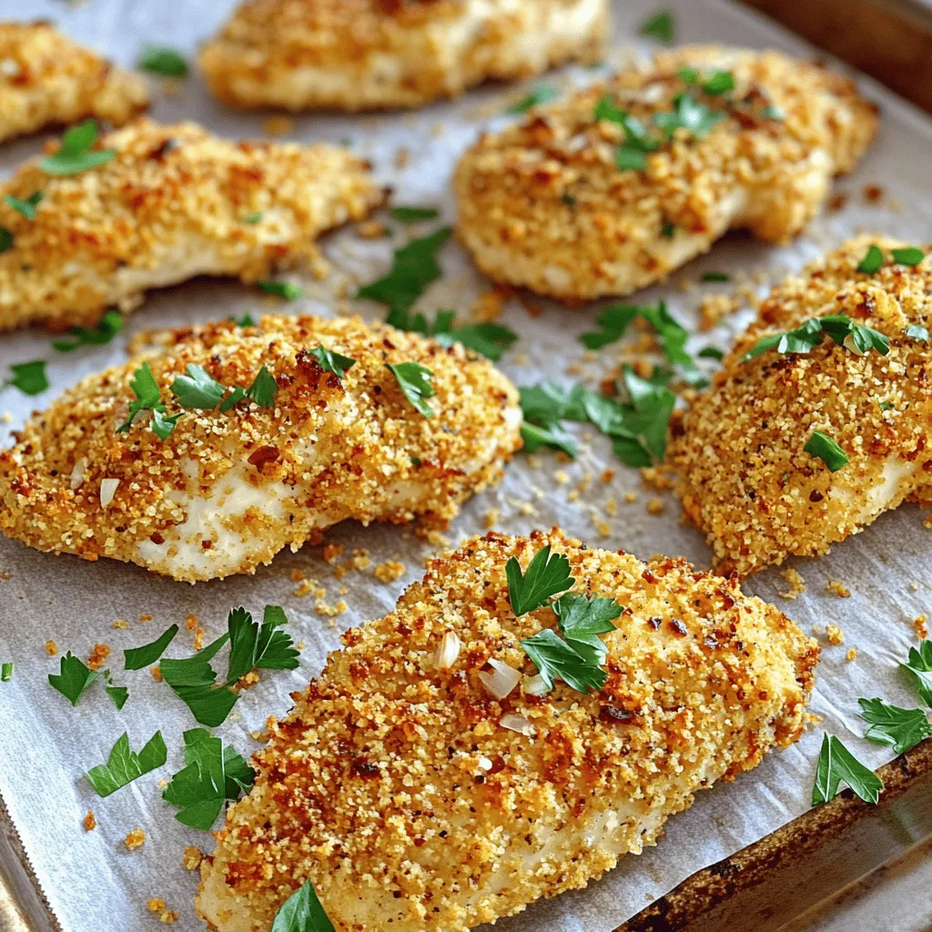 - 1 lb chicken breast tenders - 1 cup plain Greek yogurt - 2 tablespoons ranch seasoning mix - 1 cup breadcrumbs (panko or regular) - 1 teaspoon garlic powder - 1 teaspoon onion powder - 1 teaspoon paprika - Salt and pepper to taste - Fresh parsley, chopped (for garnish) Each serving of Greek yogurt ranch chicken tenders has about: - Calories: 250 - Protein: 30g - Carbohydrates: 20g - Fat: 8g - Fiber: 1g These tenders pack a punch of protein thanks to the chicken and yogurt. The calories stay low, making this dish a healthy choice. - Chicken tenders: You can use chicken breasts cut into strips. This works well too. - Greek yogurt: Substitute with plain regular yogurt if you prefer. - Ranch seasoning: If you don’t have ranch mix, use Italian seasoning for a twist. - Breadcrumbs: Use crushed cornflakes for a gluten-free option. Feel free to mix and match these ingredients to suit your taste or dietary needs! Start by gathering your ingredients. Take 1 cup of plain Greek yogurt and place it in a mixing bowl. Add 2 tablespoons of ranch seasoning mix. Mix these two well until smooth and blended. This yogurt blend gives the chicken a great flavor. It also helps the breadcrumbs stick better. Now, grab your chicken breast tenders. You will need 1 pound. Dip each tender into the Greek yogurt mixture. Make sure to let any extra yogurt drip off. This step keeps the coating from being too wet. Next, take a shallow dish and mix 1 cup of breadcrumbs with garlic powder, onion powder, paprika, salt, and pepper. Roll each chicken tender in this breadcrumb mix. Ensure each piece is fully covered. Place the breaded tenders on a lined baking sheet. It’s time to bake! Preheat your oven to 400°F (200°C). Once the oven is hot, put the baking sheet inside. Bake for 20 to 25 minutes. The chicken should be cooked through and the coating should be golden brown. After baking, remove the tenders from the oven. Let them cool for a bit and garnish with fresh chopped parsley. Enjoy your crispy delight! To get that perfect crispy coating, follow these steps. First, use panko breadcrumbs. They provide a great crunch. Make sure you coat the chicken well with the yogurt mix. Let any extra drip off before rolling it in the breadcrumbs. Press the breadcrumbs onto the chicken. This helps them stick better. Bake on parchment paper for an even crisp. You can add more flavor to your chicken tenders. Mix in dried herbs like oregano or thyme with the ranch seasoning. A bit of cayenne pepper adds a nice kick. For a zesty twist, try adding lemon zest to the yogurt mix. The extra spices make a tasty difference. You can also sprinkle fresh herbs on top after baking for a fresh flavor. Every oven is a bit different. If your oven runs hot, start checking the chicken at 18 minutes. If it runs cool, you might need the full 25 minutes. Use a meat thermometer to check. The chicken should reach 165°F (74°C) to be safe to eat. If the coating isn’t golden brown yet, give it a few extra minutes. {{image_2}} You can cook Greek yogurt ranch chicken tenders in an air fryer. This method gives them a crunchy outside with less oil. To start, follow the same steps for coating the chicken. Preheat your air fryer to 380°F (193°C). Place the chicken tenders in a single layer in the air fryer basket. Cook them for about 10-12 minutes. Flip them halfway through the cooking time for even crispiness. They should be golden and cooked through when done. Feel free to change the flavor of your chicken tenders. You can use different seasoning blends to mix things up. Try taco seasoning for a zesty twist. You can also use lemon pepper for a bright taste. If you want a spicy kick, add cayenne pepper or chili powder. Just remember to adjust the amount to fit your taste. Each blend gives a new flavor profile to enjoy! Pair your Greek yogurt ranch chicken tenders with tasty dips and sides. They go well with ranch dressing or honey mustard for dipping. You can also serve them with a fresh salad or veggie sticks. Try adding sweet potato fries or regular fries as a side. These sides make a great meal that everyone will love. Get creative with your plate! Store leftover chicken tenders in an airtight container. Make sure they cool down first. This keeps them fresh for up to three days. Place a paper towel in the container to absorb moisture. This helps keep the coating crispy for longer. To reheat, preheat your oven to 350°F (175°C). Place the chicken tenders on a baking sheet. Bake for about 10-15 minutes. This will help them regain their crunch. You can also use an air fryer for a quicker option. Heat them at 350°F (175°C) for about 5-7 minutes. If you want to freeze them, let the chicken cool completely. Lay them out on a baking sheet in a single layer. Freeze for about 1-2 hours until solid. Then, transfer to a freezer bag. Remove as much air as possible. This keeps them fresh for up to three months. When ready to eat, thaw in the fridge overnight before reheating. Yes, you can make this recipe gluten-free. Use gluten-free breadcrumbs instead of regular ones. Many brands offer gluten-free options that work well. Check the labels to be sure. You can also use crushed gluten-free crackers as a tasty substitute. To keep chicken tenders juicy, don’t overcook them. Bake them just until they are cooked through. Using Greek yogurt in the coating helps lock in moisture. Marinating the chicken in the yogurt mix for an hour adds flavor and keeps it tender. If you don’t have Greek yogurt, you can use sour cream. It provides a similar texture and tangy flavor. Plain regular yogurt also works, but it may not be as thick. For a dairy-free option, try a plant-based yogurt made from almond or coconut. This blog post explored the best ways to make Greek yogurt ranch chicken tenders. We covered the ingredients, including substitutions and nutrition details. I shared step-by-step instructions on mixing, coating, and baking. Tips for a crispy coating and flavor enhancements were also included. Lastly, we discussed storage and answered common questions. Remember, experimenting with flavors and methods can lead to your perfect tender. Enjoy your cooking adventure and share your results!