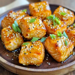 - 1 lb salmon fillet (skinless and boneless) - 2 tablespoons honey - 2 tablespoons soy sauce (or tamari for gluten-free) - 1 tablespoon minced garlic - 1 teaspoon grated fresh ginger - 1 tablespoon olive oil - 1 tablespoon sesame seeds (optional) - 2 green onions (for garnish) - Salt and pepper to taste You need fresh salmon fillet for this dish. The skinless and boneless cut makes it easy to handle. Honey adds sweetness, while soy sauce gives it a savory touch. Minced garlic and fresh ginger bring in bold flavors. Olive oil keeps the salmon moist. For garnish, you can use sesame seeds and green onions. They add a nice crunch and pop of color. Remember to season with salt and pepper for extra taste. All these ingredients work together to create a tasty treat. - In a medium bowl, whisk together honey, soy sauce, garlic, ginger, olive oil, salt, and pepper. - This mix creates a flavorful marinade for the salmon. - Cut the salmon into bite-sized cubes. - Add the salmon to the marinade and gently toss to coat all pieces evenly. - Cover the bowl and let it marinate in the fridge for at least 30 minutes to 1 hour. - Preheat your air fryer to 400°F (200°C). - This step ensures even cooking and crispiness for your salmon bites. - Remove the marinated salmon from the bowl. - Let any excess marinade drip off. - Place the salmon pieces in the air fryer basket in a single layer. - Make sure they do not touch each other for even cooking. - Cook for 8-10 minutes. - Shake the basket halfway through to help them cook evenly. - If you like, sprinkle sesame seeds over the salmon during the last 2 minutes of cooking. - This adds a nice crunch and enhances the flavor. To make your salmon bites just right, cut the salmon into uniform pieces. This step helps them cook evenly. If the pieces are different sizes, some may overcook while others stay raw. Also, avoid overcrowding the air fryer basket. Give each piece enough space to crisp up nicely. If you pack them too tightly, they won’t get that perfect crunch. For a richer taste, let the salmon marinate longer. I recommend at least an hour, but you can go up to four hours. This time allows the salmon to soak up all the tasty flavors from the marinade. You might also want to play with different spices or herbs. Try adding a pinch of chili flakes for heat or some fresh herbs like dill or cilantro for a twist. Different air fryers may cook at different speeds. Adjust the cooking time based on your specific model. Keep an eye on your salmon bites as they cook. I suggest setting a timer to avoid overcooking. Salmon can dry out quickly, so check them around the 8-minute mark. If they need more time, add a minute or two until they reach your desired doneness. {{image_2}} You can switch honey for maple syrup if you need a vegan option. Maple syrup adds a nice sweetness that works well with salmon. If you have dietary needs, try tamari instead of soy sauce. Tamari is gluten-free and still gives a rich flavor. Want to spice things up? Add some chili flakes for a bit of heat. It will give the salmon bites a fun kick. You can also try using fresh herbs like cilantro or parsley. These herbs add freshness and a pop of color to your dish. No air fryer? No problem! You can bake the salmon bites in the oven. Preheat your oven to 400°F (200°C) and spread the salmon on a baking tray. Bake for about 12-15 minutes or until cooked through. For a smoky flavor, consider grilling the salmon bites. Just make sure to keep a close eye so they don’t overcook. To store cooked salmon bites, place them in an airtight container. This keeps them fresh and tasty. You can refrigerate them for up to three days. Make sure they cool down before sealing the container. This helps avoid moisture build-up. To reheat salmon bites, use your air fryer or oven. Set the air fryer to 350°F (175°C) and heat them for about 5 minutes. This keeps them crispy. If using an oven, set it to 350°F (175°C) too. Place the salmon bites on a baking sheet for 10 minutes. Avoid using the microwave, as it makes them dry and chewy. Yes, you can freeze air fryer salmon bites! To freeze, let them cool completely. Then, place them in a freezer-safe bag or container. Remove as much air as possible to prevent freezer burn. They can stay in the freezer for up to three months. When ready to eat, thaw in the fridge overnight before reheating. You should marinate the salmon for at least 30 minutes. This time helps the fish soak up all the yummy flavors. If you have more time, let it sit for up to 1 hour. The longer it marinates, the better it tastes. Yes, you can use frozen salmon! Just make sure to thaw it first. You can do this by placing it in the fridge overnight. If you’re in a hurry, place the salmon in a sealed bag and run it under cold water. After thawing, pat it dry before marinating. This keeps the salmon from being too watery. These salmon bites pair well with many sides. Here are a few tasty options: - Steamed broccoli - Rice or quinoa - A fresh garden salad - Roasted vegetables - Sweet potato fries Each of these sides will make your meal even better! This blog post covered how to make delicious air fryer honey garlic salmon bites. You learned about the main ingredients, step-by-step instructions, and helpful tips. I shared variations to inspire creativity and ways to store and reheat leftovers. Always feel free to adjust flavors to fit your taste. With these easy steps, you can create a healthy meal that impresses. Now, enjoy your cooking and the tasty result!