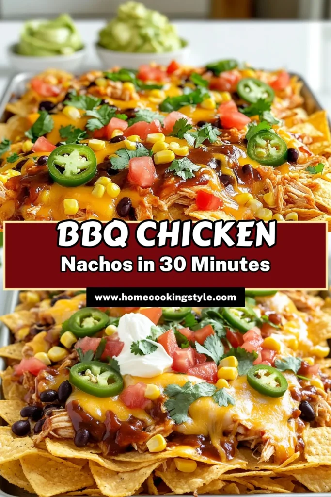 Indulge in the ultimate comfort food with these Sheet Pan BBQ Chicken Nachos! Perfect for game night or a fun family dinner, this easy recipe combines crispy tortilla chips with flavorful BBQ chicken, gooey cheese, and zesty toppings. Ready in just 30 minutes, it's a crowd-pleaser that will have everyone coming back for more. Click to explore this delicious recipe and make your nacho dreams come true! #SheetPanNachos #BBQChicken #EasyRecipes #ComfortFood