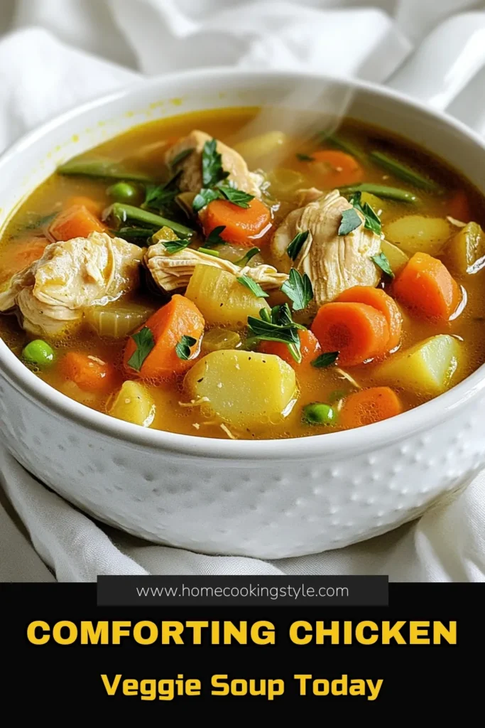 Warm up with this delicious Slow Cooker Rustic Chicken and Vegetable Soup that’s perfect for chilly days! This hearty recipe combines tender chicken, fresh vegetables, and fragrant herbs, all cooked low and slow for maximum flavor. In just a few easy steps, you can enjoy a comforting bowl that your family will love. Click through for the full recipe and learn how to create this cozy dish today! #SlowCookerSoup #ComfortFood #HealthyRecipes #ChickenSoup