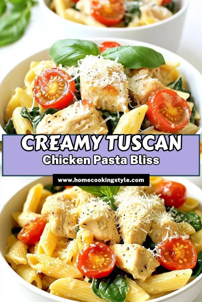 Indulge in a deliciously creamy Tuscan chicken pasta that's easy to make in just 30 minutes! With tender chicken, fresh spinach, and a rich sauce, this recipe is perfect for a cozy dinner. Follow our step-by-step guide to create a dish that's sure to impress family and friends. Click through to discover the full recipe and presentation tips you won't want to miss! #TuscanChickenPasta #PastaRecipes #QuickDinner #InstantPotRecipes