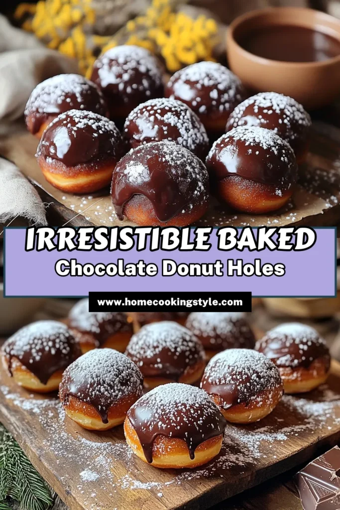 Indulge in the delightful world of Baked Chocolate Donut Holes with this easy recipe! Perfectly soft and rich, these little treats are great for any occasion. Just mix simple ingredients, bake, and you’ll have a batch of delicious donut holes in no time. Whether you coat them in powdered sugar or chocolate glaze, they’re sure to impress! Click to discover the full recipe and bring sweetness to your day. #ChocolateDonuts #Baking #DessertRecipe #TreatYourself