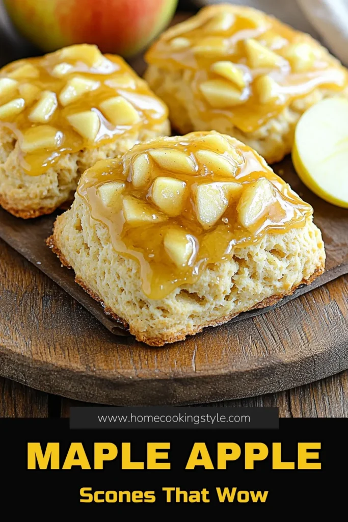 Indulge in the deliciousness of Maple Glazed Apple Scones with this easy recipe! Perfect for breakfast or brunch, these scones combine the sweetness of maple syrup and fresh apples, making them a delightful treat. With simple ingredients and straightforward steps, you'll have mouthwatering scones ready in about 35 minutes. Click to explore the full recipe and impress your friends and family! #Scones #BakingIdeas #AppleRecipes #MapleSyrup