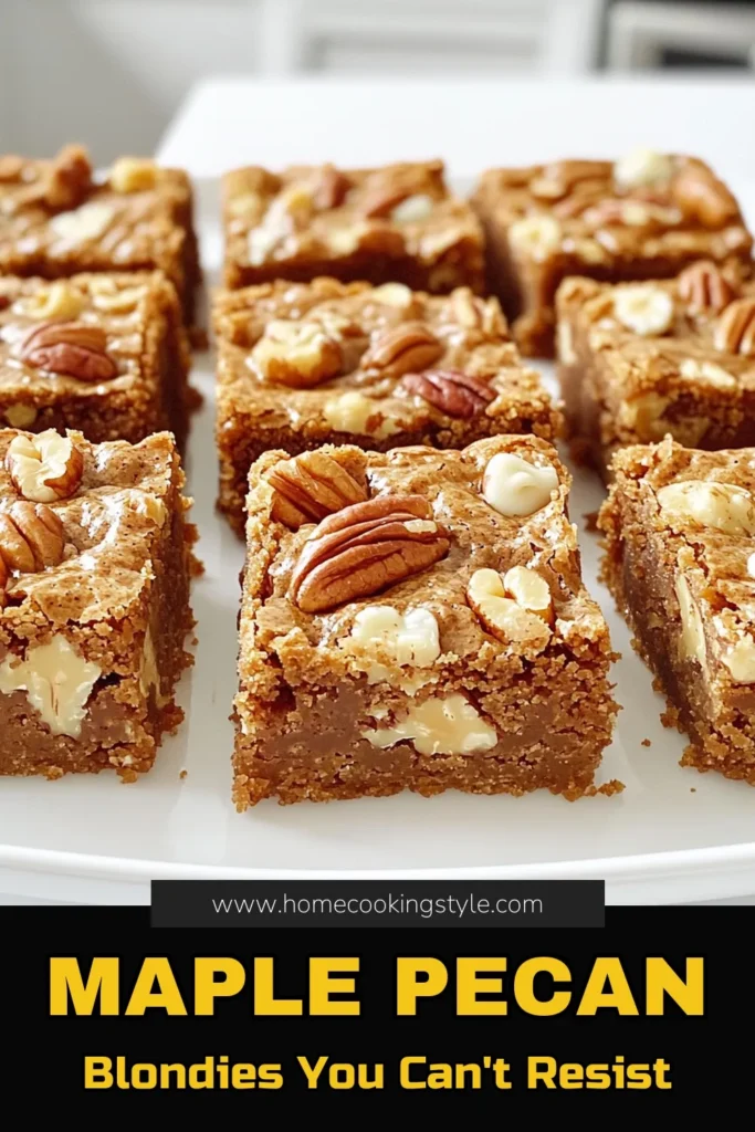 Indulge in the sweet, nutty goodness of Maple Pecan Blondies with this easy recipe! Made with melted butter, brown sugar, and rich maple syrup, these blondies are a delightful treat perfect for any occasion. Follow our simple step-by-step instructions and enjoy these chewy, flavorful bars topped with crunchy pecans. Click to explore the full recipe and make your baking dreams come true! #MaplePecanBlondies #BakingRecipes #DessertLovers #SweetTreats