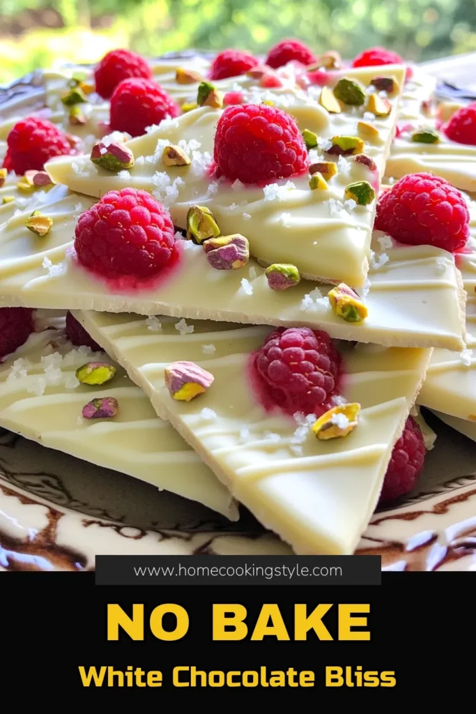 Indulge in the sweet delight of no-bake white chocolate raspberry bark! This easy recipe combines creamy white chocolate, fresh raspberries, and crunchy pistachios for a perfect bite. In just 15 minutes of prep time, you can create a stunning treat that’s ideal for any occasion. Click through to discover the full recipe and presentation tips to impress your family and friends with this luscious dessert!