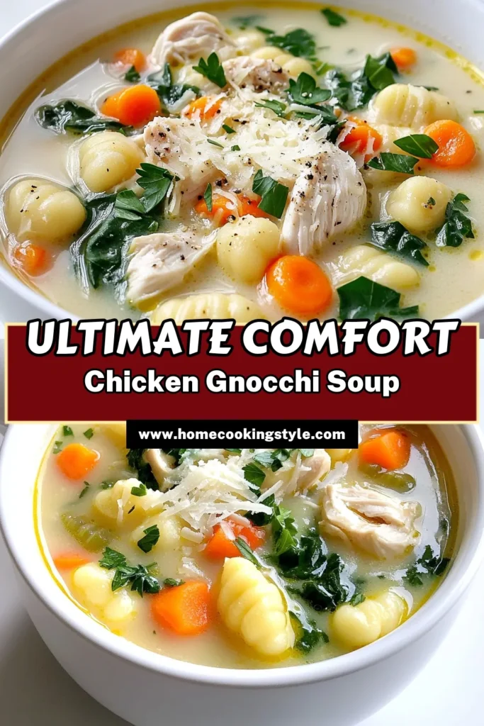 Warm up your day with this comforting chicken gnocchi soup that's perfect for chilly evenings! Packed with tender chicken, fresh spinach, and fluffy gnocchi, this creamy soup is easy to make in a slow cooker. Discover the full recipe and learn how to create a deliciously cozy meal for your family. Click through to explore this heartwarming dish and transform your dinner routine! #ChickenGnocchiSoup #ComfortFood #SoupRecipe #SlowCookerRecipe
