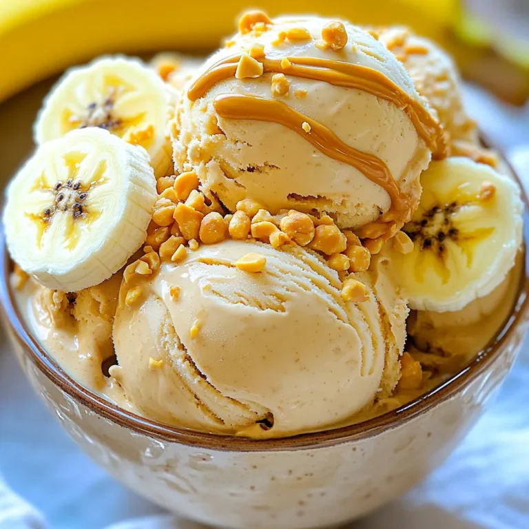 - 4 ripe bananas, sliced and frozen - 1/2 cup natural peanut butter - 1/2 cup Greek yogurt (plain or vanilla) - 2 tablespoons honey or maple syrup (optional) - 1 teaspoon vanilla extract - A pinch of sea salt - Optional garnishes: chopped peanuts or chocolate chips The key to this ice cream is using ripe bananas. They give natural sweetness and a creamy texture. Frozen bananas work as the base. They turn soft when blended, making your ice cream smooth and rich. Natural peanut butter is essential. It adds flavor and healthy fats. Greek yogurt boosts protein and creaminess. I prefer using plain or vanilla yogurt to keep the taste balanced. You can sweeten your ice cream with honey or maple syrup. This is optional, depending on how sweet you like it. A hint of vanilla extract enhances the flavors. Don’t forget a pinch of sea salt; it elevates the taste. For extra crunch or a sweet touch, consider garnishing with chopped peanuts or chocolate chips. These add a fun texture and visual appeal. - First, slice the ripe bananas into even pieces. - Arrange the slices in a single layer on a baking sheet. - Place the baking sheet in the freezer. - Freeze the banana slices for 2 hours or until they are solid. - Once the bananas are frozen, take them out. - Transfer the frozen banana slices to a food processor. - Blend the bananas until they become smooth. - Scrape down the sides if needed. This should take about 2-3 minutes. - Now, add the natural peanut butter to the food processor. - Include the Greek yogurt, honey (if you want), vanilla extract, and a pinch of sea salt. - Blend all the ingredients until they are creamy and fully mixed. - Taste the ice cream mixture to check for sweetness. - If you want it sweeter, add more honey or maple syrup. - Blend again for a few seconds if you adjust the sweetness. - You can serve the ice cream right away for a soft-serve texture. - If you prefer it firmer, transfer it to an airtight container. - Freeze it for an extra 1-2 hours for a firmer consistency. - When serving, scoop the ice cream into bowls. - You can garnish with chopped peanuts or chocolate chips if you like. For this ice cream, you need ripe bananas. Look for bananas with brown spots. They are sweeter and more flavorful. Frozen bananas are great too. They help make the ice cream creamy and cool. When you freeze bananas, their natural sugars get sweeter. This gives your ice cream a great taste. To blend smoothly, chop your frozen bananas into smaller pieces. This helps the food processor work better. Blend for 2-3 minutes. Stop to scrape the sides. This will help mix everything well. To avoid ice crystals, scoop the ice cream into a container right after blending. Seal it tightly before freezing. Presenting your ice cream well makes it more fun. Serve it in a chilled bowl. This keeps it cold longer. You can also drizzle some peanut butter on top. Add banana slices or chopped peanuts for color. These simple touches make your treat look special and tasty. {{image_2}} You can easily change the flavor of your ice cream. Adding cocoa powder gives it a rich chocolate taste. Just mix in a tablespoon or two when blending. If you want more protein, try adding protein powder. A scoop will boost the protein and keep it creamy. If you want to switch up the sweetness, consider agave syrup or dates. These options can replace honey or maple syrup. You can adjust the sweetness to match your taste. Start with a small amount, then add more if needed. You can make this ice cream vegan. Simply leave out the Greek yogurt or use a plant-based yogurt. This keeps the recipe tasty and dairy-free. For gluten-free needs, you can enjoy this treat without worry. All the ingredients are already gluten-free. To keep your ice cream fresh, store it in an airtight container. This will help prevent ice crystals. Use a container that is just the right size. If it’s too big, air can cause freezer burn. If it’s too small, the ice cream may expand and spill. A good choice is a glass or plastic container with a tight lid. Your high-protein peanut butter banana ice cream can last about one month in the freezer. After that, it may lose flavor and texture. Look for signs of freezer burn, like white patches or a dry surface. To avoid freezer burn, always cover the ice cream with plastic wrap before sealing the lid. To make scooping easier, let the ice cream sit at room temperature for about 5-10 minutes. This will soften it just enough. You can also run a scoop under warm water for a quick fix. For serving, use a chilled bowl to keep it cold longer. Add your favorite toppings like chopped peanuts or chocolate chips for extra fun! Yes, you can use other nut butters. Almond butter or cashew butter works well too. Each nut butter adds its unique flavor. Feel free to experiment! Absolutely! This ice cream is great for meal prep. You can make it ahead of time and store it. It keeps well in the freezer for a few weeks. Just scoop and enjoy when you want a treat. To make this recipe dairy-free, swap Greek yogurt for a plant-based yogurt. You can use almond or coconut yogurt. For sweeteners, consider maple syrup or agave. Both options work well and keep it yummy. This ice cream packs a protein punch. Each serving contains about 10-12 grams of protein. The Greek yogurt and peanut butter boost the protein content. This treat helps you stay full and satisfied. Yes, mix-ins can add fun flavors. You can add chocolate chips, berries, or nuts. Mix them in after blending the base. Try adding them once the ice cream is smooth for the best results. You now have all the steps to create a delicious banana-peanut butter ice cream. We covered the key ingredients, step-by-step blending, and how to adjust flavors for your taste. Remember, you can customize this treat with different flavors or sweeteners too. Store it well to enjoy later, and don’t forget to try mix-ins! Making this ice cream is easy and fun. I hope you enjoy every creamy bite of your homemade delight.