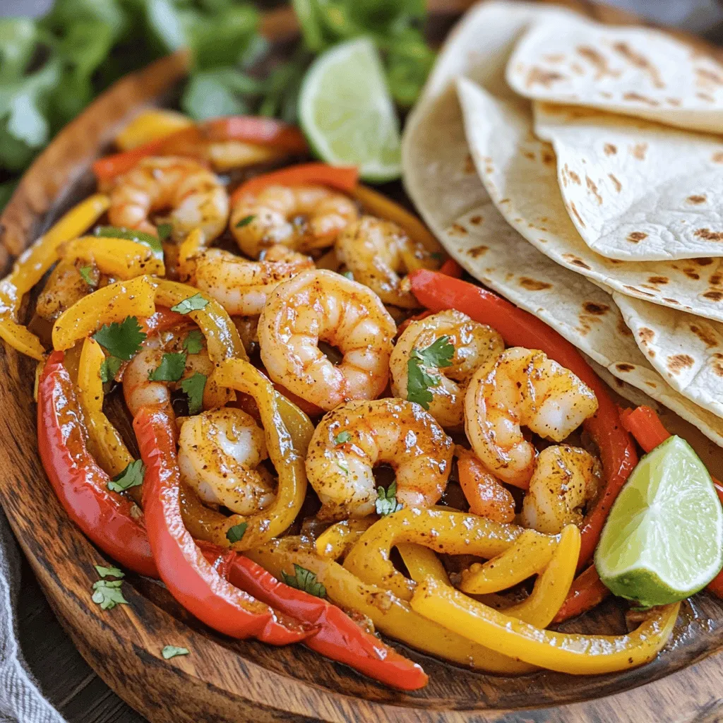 For the sheet pan honey garlic shrimp fajitas, you will need: - 1 pound large shrimp, peeled and deveined - 2 bell peppers (red and yellow), sliced - 1 medium red onion, sliced - 8 small flour or corn tortillas These ingredients form the base of your dish. The shrimp provides protein, while the peppers and onion add color and flavor. To create the delicious marinade, gather these items: - 3 tablespoons honey - 3 tablespoons soy sauce (low sodium) - 2 tablespoons olive oil - 2 cloves garlic, minced - 1 teaspoon ground cumin - 1 teaspoon smoked paprika - 1/2 teaspoon chili powder - Salt and pepper to taste This marinade is key. It adds sweetness, umami, and a bit of spice. You will mix these ingredients together to coat the shrimp and veggies. To elevate your fajitas, consider these garnishes: - Fresh cilantro, chopped - Lime wedges (for serving) Garnishes bring brightness to the dish. The cilantro adds freshness, and lime gives a zesty kick. These ingredients work together to create a tasty and colorful meal everyone will love. Start by preheating your oven to 400°F (200°C). This step gets everything ready for cooking. A hot oven ensures your shrimp and veggies cook evenly and quickly. In a medium bowl, whisk together 3 tablespoons of honey and 3 tablespoons of low-sodium soy sauce. Add 2 tablespoons of olive oil, 2 minced garlic cloves, 1 teaspoon of ground cumin, 1 teaspoon of smoked paprika, and 1/2 teaspoon of chili powder. Season with salt and pepper. Mix well until it’s smooth and combined. This marinade adds a sweet and savory punch to the shrimp. In a large bowl or a zip-top bag, add 1 pound of peeled and deveined shrimp, 2 sliced bell peppers, and 1 sliced medium red onion. Pour the marinade over the shrimp and vegetables. Mix everything well to coat each piece evenly. This step ensures every bite is full of flavor. Spread the shrimp and vegetable mixture in a single layer on a large baking sheet lined with parchment paper. Make sure the shrimp are not stacked. This helps them cook evenly. Place the baking sheet in the oven and bake for 12-15 minutes. You want the shrimp to turn pink and opaque, while the veggies should be tender. While the shrimp and veggies bake, warm 8 small flour or corn tortillas in a dry skillet. Heat them over medium heat for about 1-2 minutes on each side. This makes them soft and easy to fold. Once everything is ready, serve the shrimp and veggies on the warm tortillas, garnished with chopped cilantro and lime wedges. Enjoy your meal! To cook shrimp perfectly, focus on timing. Shrimp cook fast, so watch closely. Bake them just until they turn pink and opaque. This usually takes about 12-15 minutes. Overcooking makes them tough. If you’re unsure, use a meat thermometer; shrimp should reach 120°F (49°C). Remember, they keep cooking after you take them out of the oven. For great flavor, use fresh and colorful veggies. I like to use red and yellow bell peppers. They add sweetness and crunch. Red onion gives a nice bite. You can also try zucchini or corn for extra texture. Just chop them evenly so they cook at the same rate. Mixing different colors makes your dish look vibrant, too! To adjust spice, start with the chili powder. If you prefer mild, skip it or use less. For more heat, add sliced jalapeños or cayenne pepper. Taste the marinade and adjust as needed. Also, you can serve hot sauce on the side for extra kick. This way, everyone can enjoy their fajitas just how they like! {{image_2}} You can swap shrimp for chicken, beef, or tofu. Chicken thighs work well and stay juicy. Use 1 pound, cut into strips. For beef, flank steak adds great flavor. Slice it thinly for quick cooking. If you choose tofu, opt for firm tofu. Press it to remove water, then cube it. These options let you enjoy the same tasty fajitas with your favorite protein. To make a vegetarian version, skip the shrimp and add more veggies. Use extra bell peppers, zucchini, or mushrooms. These add texture and flavor. You can also add black beans for protein. About 1 can of drained beans works well. The marinade still gives that sweet and savory taste, making it a filling meal. Change up the spices to create new flavors. Try adding chipotle powder for a smoky kick. You can also use fresh herbs like oregano or thyme. For a sweeter touch, mix in some pineapple chunks or mango slices. This adds a tropical vibe to the dish. Experiment with these tweaks to find your perfect fajita flavor! You can store leftover shrimp fajitas in the fridge. Place them in an airtight container. They stay fresh for up to three days. Make sure the shrimp and veggies cool before sealing. This keeps the flavors intact and prevents sogginess. If you want to save fajitas for later, freezing is a great option. First, let the dish cool completely. Then, transfer it to a freezer-safe bag or container. Remove as much air as possible to avoid freezer burn. You can freeze them for up to three months. Write the date on the bag for easy tracking. To reheat, the oven works best. Preheat it to 350°F (175°C). Spread the fajitas on a baking sheet. Heat for about 10-15 minutes or until warm. You can also use a microwave for quick reheating. Just place a portion in a bowl, cover it, and heat for 1-2 minutes. If you choose the microwave, the texture might not be the same. Enjoy your quick meal! Yes, you can use frozen shrimp. Just thaw them first. Place shrimp in cold water for about 15 minutes. This will help them warm up and cook evenly. Make sure they are completely peeled and deveined before cooking. Several sides pair well with shrimp fajitas. Here are a few ideas: - Mexican rice - Black beans - Guacamole - Salsa - Corn on the cob These options add color and flavor to your meal. To spice up your shrimp fajitas, try these tips: - Add more chili powder. - Use fresh jalapeños or serranos. - Sprinkle in some cayenne pepper. - Serve with a spicy salsa or hot sauce. These will bring heat and excitement to your dish! Yes, you can prepare parts of this recipe ahead of time. You can marinate the shrimp and veggies a few hours before cooking. Just store them in the fridge. If you need to, you can cook them the next day, too. Just reheat and serve with warm tortillas. You learned how to make delicious shrimp fajitas. We covered key ingredients, from shrimp to marinades and garnishes. I shared steps for cooking and serving, plus helpful tips for perfect shrimp and veggies. You can also explore variations for different tastes. Finally, I provided storage and reheating advice for leftovers. These fajitas are easy to customize. Enjoy them fresh or save for later. Now you can impress friends and family with a tasty meal!