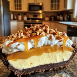 - 1 ½ cups graham cracker crumbs - ½ cup unsalted butter, melted - 1 cup semi-sweet chocolate chips - 1 cup heavy cream - 8 oz cream cheese, softened - 1 cup powdered sugar - ½ cup caramel sauce + extra for drizzling - ½ cup chopped pecans - Whipped cream for topping (optional) To make a No-Bake Caramel Turtle Pie, gather your ingredients first. The crust uses graham cracker crumbs and melted butter. Mixing these two is simple and gives a great base. Next, you will need semi-sweet chocolate chips. These melt easily and add a lovely flavor. Heavy cream is a must for the filling. It makes the pie rich and smooth. Softened cream cheese is key for that creamy texture. Be sure to have powdered sugar on hand; it sweetens the filling. Caramel sauce adds a tasty layer, while chopped pecans give a nice crunch. Don’t forget whipped cream! It’s optional but makes a lovely topping. With these ingredients, you are on your way to a delicious dessert! To start, I mix 1 ½ cups of graham cracker crumbs with ½ cup of melted butter. I want the crumbs to soak up the butter well. Once combined, I press this mixture into the bottom and up the sides of a 9-inch pie dish. Be sure to pack it tightly for a firm crust. After that, I refrigerate the crust for about 15 minutes. This helps it hold its shape well. While the crust firms up, I melt 1 cup of semi-sweet chocolate chips. I do this in a microwave-safe bowl, heating them in 30-second bursts, stirring in between. Once melted, I pour the chocolate into the crust, spreading it evenly. Then, I place the pie back in the fridge for another 10 minutes to set the chocolate layer. Next, I grab a large bowl and beat 8 ounces of softened cream cheese until smooth. I slowly add 1 cup of powdered sugar, mixing until there are no lumps left. In a small saucepan, I heat 1 cup of heavy cream over medium heat until it just starts to simmer. I take it off the heat and fold the hot cream into the cream cheese mixture. This makes a rich filling. Now comes the fun part! I stir in ½ cup of caramel sauce and half of the ½ cup of chopped pecans into the cream cheese blend. This adds a nice crunch and flavor. I pour the creamy mixture into the chocolate crust, smoothing it out with a spatula. Finally, I refrigerate the pie for at least 4 hours, or even overnight if I can wait that long. This allows it to set perfectly! To get a great crust, use fresh graham cracker crumbs. Mix them well with melted butter. Press the crumbs firmly into the pie dish. This step makes sure the crust holds up. Chill it for 15 minutes to set. For melting chocolate smoothly, use a microwave-safe bowl. Heat your chocolate chips in 30-second bursts. Stir well between each burst. This keeps the chocolate from burning. Check the filling's consistency before pouring it into the crust. It should be smooth and creamy. If it feels too thick, mix in a little more cream. You can top your pie with whipped cream. It adds a nice touch. Just dollop it on each slice before serving. To cut the pie, use a sharp knife. Run the knife under warm water for a clean cut. This helps keep the layers intact. Pair this pie with coffee or sweet tea. The flavors blend well. You can also serve it with vanilla ice cream for a fun twist. {{image_2}} You can make your No-Bake Caramel Turtle Pie even more fun with flavor twists. Here are some ideas: - Add Different Nuts: Instead of pecans, try walnuts or almonds. Each nut brings a unique taste and texture. Walnuts add a rich, slightly bitter flavor, while almonds give a nice crunch. - Substitute Dark Chocolate: Swap semi-sweet chocolate for dark chocolate. Dark chocolate adds a deeper, more intense taste that pairs well with caramel. - Use Flavored Cream Cheese: Try flavored cream cheese, like vanilla or caramel. This small change can make a big difference in taste. If you have dietary needs, you can still enjoy this pie. Here are some easy swaps: - Gluten-Free Crust Alternatives: Use crushed gluten-free cookies instead of graham crackers. Look for options made from almond flour or oats for a delicious base. - Lower Sugar Options for Filling: Reduce the sugar by using a sugar substitute. Opt for products that measure like sugar. This helps cut calories while keeping your filling sweet. These variations let you customize your pie to fit your taste and dietary needs. Enjoy the process and get creative! To keep your No-Bake Caramel Turtle Pie fresh, store it in the fridge. Wrap it well in plastic wrap. This keeps it from drying out. Alternatively, place the pie in an airtight container. It will last up to five days in the fridge. If you want to save your pie for later, freezing is a great option. First, cut the pie into slices. Wrap each slice tightly in plastic wrap. Place the wrapped slices in a freezer-safe container. This will help keep them fresh. The pie can last up to two months in the freezer. To thaw, simply move a slice to the fridge for a few hours. If you're in a hurry, you can leave it at room temperature for about 30 minutes. This way, you’ll have a tasty treat ready to enjoy! Can I use a store-bought crust? Yes, you can use a store-bought crust. It saves time and effort. Just make sure it fits a 9-inch pie dish. How long does the pie last in the refrigerator? The pie lasts about 3 to 5 days in the refrigerator. Keep it covered to maintain freshness. Can I make this pie ahead of time? Absolutely! This pie is great for make-ahead meals. You can prepare it a day or two before serving. What can I use instead of pecans? You can use walnuts, almonds, or even peanuts. Choose what you like or have on hand. Is it possible to make this pie without cream cheese? Yes, you can skip the cream cheese. Try using mascarpone or a non-dairy cream alternative instead. This pie recipe combines graham cracker crust, chocolate, and cream cheese for a treat. You learned to prepare the crust, melt chocolate, and mix the filling. I shared tips for perfecting your pie and offered variations to suit your taste. Remember, storing leftovers properly will keep them fresh. Enjoy this sweet dessert with your favorite toppings and drinks. Make it your own, and most importantly, have fun baking!