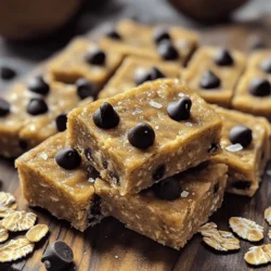 - 1 cup almond flour - 1 cup rolled oats - 1/2 cup vanilla protein powder - 1/4 cup maple syrup - 1/4 cup almond butter - 1 teaspoon vanilla extract - 1/2 cup dark chocolate chips - 1/4 teaspoon sea salt These main ingredients create a strong base for your no-bake bars. Almond flour gives a nutty flavor and a smooth texture. Rolled oats add chewiness and fiber. The vanilla protein powder boosts the bars' protein, making them perfect for a snack or workout recovery. Maple syrup and almond butter serve as natural sweeteners and binders, holding the bars together. Vanilla extract enhances the flavor, while dark chocolate chips provide a delicious treat. Sea salt adds a nice contrast to the sweetness. - Chopped nuts - Dried fruits Feel free to customize your bars! Chopped nuts add crunch and healthy fats. Dried fruits bring natural sweetness and chewiness. You can mix in any of your favorites, like walnuts or cranberries. This personal touch makes your bars unique and fun. If you do not have almond flour, try using coconut flour or oat flour. Both work well in this recipe. For maple syrup, honey or agave syrup can be good alternatives. They will still keep your bars sweet and delicious! Mixing dry ingredients First, grab a large mixing bowl. Add 1 cup of almond flour, 1 cup of rolled oats, and 1/2 cup of vanilla protein powder. Use a whisk to mix them well. This step helps blend the dry ingredients evenly. Mixing wet ingredients Next, take another bowl. Combine 1/4 cup of maple syrup, 1/4 cup of almond butter, and 1 teaspoon of vanilla extract. Stir until the mixture is smooth. A good blend here creates a tasty base for your bars. How to blend the mixtures Now, pour the wet mixture into the dry ingredients. Mix them together using a spatula or your hands. It’s okay to get a little messy! You want every part to blend well. Importance of consistency Check the texture. It should feel thick and sticky but not too wet. If it’s too dry, add a bit of maple syrup. If it’s too wet, sprinkle in more almond flour. Achieving the right consistency is key for great bars. Preparing the baking pan Line an 8x8 inch baking pan with parchment paper. This helps the bars come out easily. The paper should hang over the edges a bit for easy lifting later. Pressing the mixture evenly Transfer your blended mixture into the pan. Use your hands or a spatula to press it down firmly. Make sure it’s even across the pan. This step ensures that every bar has the same thickness and texture. Chill the bars in the fridge for at least 30 minutes. This helps them set well, making them easier to cut into squares. To ensure a smooth blend, start by mixing your dry ingredients well. Combine almond flour, rolled oats, and protein powder in a large bowl. Stir until everything looks even. Then, mix your wet ingredients in a separate bowl. Blend the maple syrup, almond butter, and vanilla extract until smooth. This step helps each bite taste great. If your mixture feels too wet, add a little almond flour. This helps absorb extra moisture. If it’s too dry, add a bit of almond butter or maple syrup. Mix well after each addition. You want a dough that holds together but doesn’t stick to your hands. These bars work well with many toppings. Try adding a drizzle of melted dark chocolate on top. You can also sprinkle chopped nuts or dried fruits for extra flavor. Pair them with a glass of almond milk or a smoothie for a tasty snack. {{image_2}} You can make these bars even tastier by adding spices. A pinch of cinnamon adds warmth and flavor. Nutmeg can bring a cozy touch. Both spices pair well with the sweet flavors in the bars. Experiment with small amounts to find what you like best. If you want higher protein, try using Greek yogurt instead of almond butter. You can also add more protein powder to boost the protein content. Other options include using chickpea flour or pea protein. These changes give you more protein while keeping the taste great. You can make cookie dough bars without protein powder. Swap the protein powder for more almond flour or oats. This change keeps the texture similar. You can also add more nut butter to help bind the mixture. These no-bake bars still taste amazing and are easy to make! To keep your no-bake cookie dough protein bars fresh, use airtight containers. This method seals in moisture and flavor. I recommend a glass or plastic container with a tight lid. Place a piece of parchment paper between layers if stacking. This helps avoid sticking. These bars last for about one week in the fridge. After that, they may lose flavor and texture. It's best to eat them fresh. If you want to enjoy them longer, consider freezing. For longer shelf life, freeze the bars. Cut them into squares first, then wrap each piece in plastic wrap. Place the wrapped bars in a freezer-safe bag or container. They can last for up to three months in the freezer. Just thaw them in the fridge before you eat. This way, you always have a tasty treat ready to go! These protein bars stay fresh in the fridge for about one week. I recommend using an airtight container to keep them moist. If you want to eat them later, you can freeze them. They last for up to three months in the freezer. Just thaw them in the fridge when you want to enjoy one! Yes, you can easily make these bars vegan-friendly. Replace the honey or maple syrup with agave syrup if you need a sweeter option. Use a plant-based protein powder instead of whey. Also, swap almond butter with any nut butter, like peanut or sunflower seed butter. These small changes keep the taste delicious! Absolutely! You can use any protein powder you like. If you prefer plant-based options, look for pea or rice protein. You can even try chocolate-flavored protein powder for a richer taste. Just keep in mind the texture might change slightly based on the powder you choose. These protein bars are easy to make with simple ingredients. You mix dry and wet items for a tasty treat. Feel free to add your favorite nuts or fruits for extra flavor. If you want a different taste, try spices or no-bake options. Store them well to keep them fresh. In the end, these bars are not just healthy but also fun to customize. Enjoy making them your own!