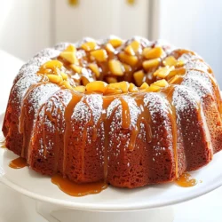 - 2 cups apple cider - 1 cup granulated sugar - 1 cup light brown sugar, packed - 1 cup unsalted butter, softened - 4 large eggs - 3 cups all-purpose flour - 2 teaspoons baking powder - 1 teaspoon baking soda - 1 teaspoon cinnamon - 1/2 teaspoon nutmeg - 1/2 teaspoon salt - 1 teaspoon vanilla extract - 1 cup chopped apples, peeled and diced - 1/2 cup caramel sauce (store-bought or homemade) - Optional: powdered sugar for dusting Using quality spices like cinnamon and nutmeg makes a big difference. Fresh apple cider adds a rich flavor. Avoid packaged cider if you can; it often lacks depth. The taste of your cake depends on these details. Choose ripe apples for the best texture. Make sure your butter is soft to blend well with the sugars. This helps create a fluffy cake. 1. Preheat oven and prepare the bundt pan Set your oven to 350°F (175°C). Grease and flour a 10-inch bundt pan. This helps the cake come out easily. 2. Reduce apple cider In a small saucepan, boil 2 cups of apple cider over medium heat. Once it boils, lower the heat and let it simmer. Cook it for about 15-20 minutes until it reduces to 1 cup. Let it cool a bit before using. 1. Creaming butter and sugars In a large bowl, cream 1 cup of softened unsalted butter, 1 cup of granulated sugar, and 1 cup of light brown sugar. Mix until it becomes light and fluffy. This step adds air to the batter. 2. Adding eggs and vanilla Add 4 large eggs one at a time. Make sure to mix well after each egg. Stir in 1 teaspoon of vanilla extract. This gives the cake a nice flavor. 1. Mixing dry ingredients In a separate bowl, whisk together 3 cups of all-purpose flour, 2 teaspoons of baking powder, 1 teaspoon of baking soda, 1 teaspoon of cinnamon, 1/2 teaspoon of nutmeg, and 1/2 teaspoon of salt. This combination adds structure and flavor. 2. Incorporating the apple cider and folding in apples Gradually add the dry mixture to the wet mixture. Alternate between the dry mixture and the reduced apple cider. Start and end with dry ingredients. Once mixed, fold in 1 cup of chopped apples until they're evenly spread. 1. Adding layers of batter and caramel Pour half of the batter into the prepared bundt pan. Drizzle half of the 1/2 cup of caramel sauce over this layer. Then, add the remaining batter and finish with another drizzle of caramel on top. 2. Proper baking time and signs of doneness Bake in your preheated oven for 55-65 minutes. To check if it’s done, insert a toothpick into the center. If it comes out clean, your cake is ready. Let it cool in the pan for about 15 minutes before inverting it onto a wire rack. To prevent sticking, grease and flour your bundt pan well. I like to use a pastry brush to ensure every nook gets covered. This little step helps your cake slide out easily. For even baking, make sure your oven is preheated. Place the bundt pan in the center of the oven. This way, the heat gets to all sides. To make your cake moister, try adding an extra egg. You could also use a bit more apple cider. Apples add great texture too. If you want to try new flavors, think about adding a pinch of ginger or a splash of orange juice. Tossing in some chopped nuts can also give a nice crunch. This cake shines with a scoop of vanilla ice cream or a dollop of whipped cream. These toppings balance the sweetness of the caramel. For a lovely presentation, dust the top with powdered sugar. You can also drizzle more caramel sauce on each slice. This makes the cake look fancy for gatherings. {{image_2}} You can change the taste of your Apple Cider Caramel Bundt Cake by using different spices. Try adding pumpkin spice or even ginger for a unique twist. These spices bring warmth and depth to the cake, making it even more delightful. You can also mix in other fruits. Pears add a sweet, juicy flavor, while cranberries give a tart contrast. Both options will refresh your cake and surprise your guests with new tastes. If you need a gluten-free option, swap the all-purpose flour with a gluten-free flour blend. This will make it easier for those with gluten sensitivities to enjoy this tasty treat. Just be sure to choose a blend that works well in baking. For a dairy-free version, use a dairy-free butter substitute. You can also replace the eggs with flax eggs or applesauce. These swaps will keep the cake moist and delicious while meeting dietary needs. You have choices when it comes to frosting or glazing the cake. A caramel glaze gives a sweet finish and pairs well with the apple flavor. Simply drizzle it over the cake after it cools. Cream cheese frosting can add a creamy richness. To make it, mix softened cream cheese with powdered sugar and vanilla. This frosting will give a tangy balance to the sweetness of the cake. If you want to make homemade caramel sauce, melt sugar in a saucepan until it turns golden. Slowly stir in cream for a smooth finish. This sauce will elevate your dessert and impress your guests. To keep your Apple Cider Caramel Bundt Cake fresh, wrap it well. Use plastic wrap or aluminum foil. Store the cake at room temperature. This keeps it moist and tasty. Avoid placing it in the fridge unless it’s very hot. Cold air can dry it out. This cake lasts about 3 to 4 days at room temperature. For longer storage, you can freeze it. Wrap slices in plastic wrap, then place them in a freezer bag. This way, they stay fresh for up to three months. When you want a slice, just take it out and thaw it in the fridge overnight. To warm the cake for serving, preheat your oven to 350°F. Place the slice on a baking sheet and heat for about 10 minutes. This warms it nicely without drying it out. You can also use the microwave. Heat for about 15 seconds to keep the texture soft. Enjoy your cake warm, with a drizzle of caramel sauce! Can I use store-bought apple cider? Yes, you can use store-bought apple cider. Look for a brand without added sugars. Fresh cider makes a more vibrant flavor, but store-bought works well too. What can I substitute for brown sugar? You can use white sugar with a bit of molasses. Use one cup of white sugar with one tablespoon of molasses. Mix well for a similar taste. How do I know when the cake is fully baked? Insert a toothpick into the center of the cake. If it comes out clean, the cake is done. If it has wet batter, bake a few more minutes. Can I make this cake a day ahead? Yes, this cake stores well. Make it a day before serving. Just keep it covered at room temperature to maintain freshness. What’s the best way to decorate the bundt cake? Dusting with powdered sugar adds a nice touch. Drizzle extra caramel sauce on top for a sweet finish. Serve with whipped cream or ice cream for extra delight. You learned how to make a delicious Apple Cider Caramel Bundt Cake. We covered the ingredients needed, tips for baking, and ways to store your cake. Remember, using fresh apple cider and high-quality spices makes a big difference. You can try different fruits or spices to add your twist. Don't forget to pair it with ice cream or whipped cream for extra delight. With these steps, your cake will impress everyone. Now go bake, enjoy, and share your creation!