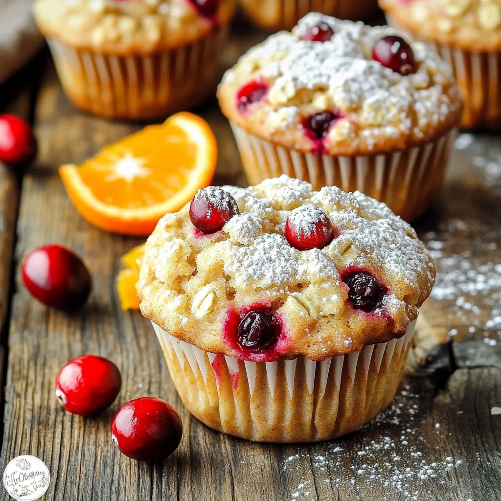 To make delicious cranberry orange oatmeal muffins, you need: - 1 cup rolled oats - 1 cup almond milk (or any milk of your choice) - 1 cup all-purpose flour - 1/2 cup brown sugar, packed - 1/2 cup fresh or frozen cranberries, chopped - 1/4 cup orange juice - Zest of 1 orange - 1/4 cup unsweetened applesauce - 1 teaspoon baking powder - 1/2 teaspoon baking soda - 1/2 teaspoon salt - 1 teaspoon ground cinnamon - 1/4 teaspoon ground ginger - 1 large egg, lightly beaten - 1/4 cup chopped walnuts (optional) If you don’t have all the ingredients, don’t worry! Here are some easy swaps: - For almond milk, use cow's milk, soy milk, or oat milk. - Swap all-purpose flour for whole wheat flour or a gluten-free blend. - If you lack brown sugar, use white sugar and add a bit of molasses. - Applesauce can be replaced with mashed banana or yogurt for moisture. - If you want a nut-free option, leave out the walnuts. Each muffin packs a healthy punch! Here’s what you get per muffin: - Calories: 150 - Protein: 3g - Carbohydrates: 25g - Dietary Fiber: 2g - Sugars: 6g - Fats: 5g - Saturated Fat: 0.5g - Cholesterol: 20mg - Sodium: 150mg These muffins are not just tasty; they’re also a great way to start your day! Start by preheating your oven to 350°F (175°C). Grab a large bowl and add 1 cup of rolled oats. Pour in 1 cup of almond milk, or any milk you prefer. Mix them well and let the oats soak for about 10 minutes. This softens the oats and helps them blend into the muffins. While the oats soak, take another bowl. In this bowl, combine 1 cup of all-purpose flour, 1/2 cup of packed brown sugar, 1 teaspoon of baking powder, 1/2 teaspoon of baking soda, and 1/2 teaspoon of salt. Add 1 teaspoon of ground cinnamon and 1/4 teaspoon of ground ginger for extra flavor. Stir these dry ingredients together until they are well mixed. Once the oats are soft, add them to the dry mix. Gently stir to combine. Next, fold in 1/2 cup of chopped cranberries, 1/4 cup of orange juice, the zest from 1 orange, and 1/4 cup of unsweetened applesauce. Mix in a lightly beaten large egg. If you like, add 1/4 cup of chopped walnuts for crunch. Now divide the batter evenly into muffin cups. Fill each cup about 2/3 full. Bake in the oven for 18-20 minutes. You will know they are done when a toothpick comes out clean. Let them cool for 5 minutes, then enjoy! To bake great muffins, follow these simple tips. First, always preheat your oven to 350°F (175°C). This helps your muffins rise evenly. Use fresh ingredients, especially baking powder and baking soda. Old ingredients can ruin your muffins. Fill your muffin cups about two-thirds full to allow room for rising. Lastly, avoid over-mixing the batter. This keeps your muffins light and fluffy. Many people make small mistakes when baking muffins. One common error is not measuring ingredients correctly. Use dry measuring cups for flour and oats and liquid measuring cups for milk and juice. Another mistake is baking too long. Check your muffins at 18 minutes. If a toothpick comes out clean, they are done. If you bake too long, they may dry out. You can boost the flavor of your muffins easily. Try adding spices like nutmeg or cardamom for warmth. Chopped walnuts add a nice crunch. You can also use dried fruits like apricots or raisins if you want. For a zestier flavor, consider adding extra orange zest. These add-ins make your cranberry orange oatmeal muffins even tastier! {{image_2}} You can use many types of milk in this recipe. Almond milk works well, but you can also try oat milk, soy milk, or cow's milk. Each type of milk adds its own flavor and texture. If you like creaminess, whole cow's milk is a great choice. For a nutty taste, almond or oat milk shines. Just remember, the milk should be unsweetened to keep the muffins from getting too sweet. These muffins are versatile when it comes to fruit and nuts. You can add blueberries, raspberries, or even chopped apples. They bring a fresh twist to the muffins. If you want extra crunch, toss in some nuts. Chopped walnuts or pecans work nicely. You can even add seeds like chia or flax for a nutrient boost. The key is to balance the flavors so each bite is delicious. If you need gluten-free muffins, you can easily swap the flour. Use a gluten-free all-purpose flour blend. This blend often contains rice flour, almond flour, or other gluten-free ingredients. Make sure the baking powder is also gluten-free. For extra fiber, you can add ground oats instead of flour. The muffins will still taste great and stay moist. Enjoy your healthy treat without worry! To keep your cranberry orange oatmeal muffins fresh, store them in an airtight container. You can place them at room temperature for up to three days. If you want to keep them longer, refrigeration is an option. Just be aware that chilling can change the texture. For longer storage, freeze the muffins. Wrap each muffin in plastic wrap and place them in a freezer bag. They can last up to three months in the freezer. To thaw, remove a muffin and let it sit at room temperature for about an hour. You can also heat it in the microwave for 15-20 seconds for a warm treat. For best results, enjoy the muffins within the first few days. You can also reheat them in the oven at 350°F for a few minutes. This restores their warmth and texture. Adding a sprinkle of cinnamon on top before serving boosts the flavor. To make these muffins moist, use applesauce and almond milk. These ingredients keep them soft. Soaking the oats helps too. Let them sit in the almond milk for ten minutes. This step makes the oats absorb liquid and adds moisture. Also, do not overmix the batter. Stir until just combined for the best texture. Yes, you can easily make these muffins dairy-free. Just choose almond milk or any plant-based milk. The recipe works great with oat milk or soy milk too. You can use coconut milk for a richer flavor. Replace any butter with a dairy-free alternative if needed. If you need an egg substitute, use applesauce or flaxseed meal. For one egg, use 1/4 cup of applesauce. You can also mix 1 tablespoon of flaxseed meal with 2.5 tablespoons of water. Let it sit for five minutes to thicken. Both options work well and keep the muffins moist. This blog post covered ingredients, steps, tips, variations, and storage for delicious muffins. You learned how to prepare oats, mix dry ingredients, and combine flavors. I shared ways to avoid common mistakes and enhance taste. Plus, I provided storage info to keep muffins fresh longer. With these techniques, your muffins will shine. Enjoy baking and experimenting with variations!