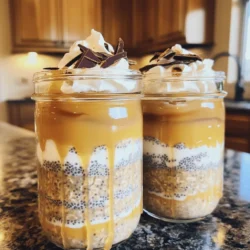- 1 cup rolled oats - 1 cup almond milk (or milk of choice) - 1 tablespoon chia seeds - 1 tablespoon maple syrup (or honey) - 1 teaspoon vanilla extract - 1 shot of strong brewed coffee (cooled) - 2 tablespoons caramel sauce, plus extra for drizzling - Pinch of sea salt To make Caramel Macchiato Overnight Oats, gather these simple ingredients. Rolled oats form the base. Almond milk, or your favorite milk, adds creaminess. Chia seeds bring a nice texture and extra nutrition. Maple syrup or honey sweetens the mix. A hint of vanilla extract enhances the flavor. Strong brewed coffee gives it that signature taste. Caramel sauce provides richness and a sweet touch. A pinch of sea salt balances all the flavors. - Whipped cream - Shaved chocolate - Cinnamon To elevate your oats, consider optional toppings. Whipped cream adds a light, fluffy touch. Shaved chocolate gives a rich, sweet bite. A sprinkle of cinnamon adds warmth and spice. You can mix and match these toppings based on your mood or the season. Each topping makes your dish feel special and personalized. 1. First, grab a medium bowl. Combine the rolled oats, almond milk, chia seeds, maple syrup, vanilla extract, and a pinch of sea salt. Mix well until everything is blended together. 2. Next, divide the oat mixture into two mason jars or airtight containers. This makes it easy to grab in the morning. 3. Now, take your caramel sauce and pour one tablespoon over each jar. Use a spoon to gently swirl it in. This adds a sweet touch. 4. Carefully pour the cooled brewed coffee over the oat mixture in each jar. Stir gently to mix the coffee with the oats. This step helps the oats soak up that delicious coffee flavor. 5. Seal the jars tightly. Place them in the fridge overnight. If you can’t wait, let them chill for at least four hours. This allows the oats to soften and the flavors to meld perfectly. 6. In the morning, take the jars out and give the oats a good stir. If you like a creamier texture, add a splash of milk. 7. Now comes the fun part! Top your oats with whipped cream, shaved chocolate, or a sprinkle of cinnamon. Drizzle extra caramel sauce on top for that sweet finish. Enjoy your tasty breakfast! To get the best texture, soak your oats long enough. I suggest a minimum of 4 hours. This allows the oats to absorb the liquid. If you want a creamier feel, add more milk. You can try almond milk or any milk you prefer. Want to kick up the taste? You can add a dash of cinnamon or nutmeg. These spices give a warm and cozy flavor. You can also use flavored coffee for an extra twist. Vanilla or caramel coffee works great here. Pairing your oats with fresh fruit makes a nice balance. Sliced bananas or berries add a fresh touch. For a lovely look, serve in clear jars. Top with whipped cream and a drizzle of caramel. This makes your breakfast feel special. {{image_2}} You can change the milk for your caramel macchiato overnight oats. Use almond milk, oat milk, or regular milk. Each choice gives a different flavor and creaminess. Try coconut milk for a tropical twist. You can also swap sweeteners. Maple syrup works well, but honey or agave syrup is great too. Just use what you like! Add seasonal fruits to your oats for a fun twist. In spring, try fresh strawberries or blueberries. In fall, diced apples or pears work well. You can infuse flavors too. For a mocha twist, add cocoa powder. Or mix in some pumpkin spice for a cozy, autumn flavor. Get creative with what you have! If you need gluten-free oats, look for certified gluten-free rolled oats. They taste just as good! For vegan options, use plant-based milk and maple syrup. Skip the whipped cream or use a vegan alternative. These simple swaps keep your oats tasty and friendly for everyone’s diet. To keep your Caramel Macchiato Overnight Oats fresh, use airtight containers. I recommend mason jars or glass containers. They seal tightly, keeping air out. This helps the oats stay soft and tasty. Make sure to label your jars with the date. This way, you know when you made them. For best freshness, store your jars in the fridge. This keeps the oats cool and safe to eat. If you want to enjoy them later, keep the toppings separate. Add whipped cream or chocolate just before you eat. This keeps them fresh and crunchy. You can eat your overnight oats within three to five days. They taste best when eaten fresh, but they can last a bit longer. Just check for any changes. Signs of spoilage include a sour smell or an off taste. If the oats look dry or hard, they are past their prime. Always trust your senses. If something seems off, it’s safer to throw them away. You can use any milk you like. Options include oat milk, soy milk, or regular dairy milk. Each type of milk will change the taste a bit. Just pick one that you enjoy. Yes, you can easily make these oats vegan. Use maple syrup instead of honey. Choose plant-based milk like almond or oat milk. Ensure your caramel sauce is vegan too. To reheat your oats, transfer them to a microwave-safe bowl. Heat in short bursts of 30 seconds. Stir in between until warm. Add a little milk to keep them creamy. Absolutely! These oats are great for meal prep. Make several jars at once and store them in the fridge. They stay fresh for up to five days. Enjoy them all week! In this blog post, we explored making delicious overnight oats. We covered the key ingredients, step-by-step prep, storage tips, and variations based on your taste. Now you have the tools to enjoy this quick breakfast. Use different toppings or flavors to make each jar unique. Overnight oats are easy, customizable, and delicious. Enjoy every bite!