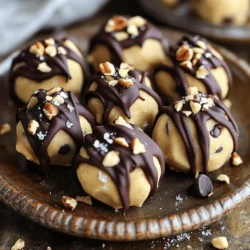 To make these tasty bites, you need some key items. Here’s what you’ll need: - 1 cup creamy peanut butter - 1/2 cup maple syrup - 1/4 cup vanilla protein powder (or oat flour) - 1 cup almond flour - 1/2 teaspoon salt - 1 teaspoon vanilla extract - 1/2 cup dark chocolate chips (dairy-free if desired) These ingredients blend well to give you a rich, sweet, and nutty flavor. The creamy peanut butter is the star here. It adds a lovely texture and flavor. These bites can fit many diets. They are gluten-free and can be made dairy-free. If you use dairy-free chocolate chips, they can also be vegan. This makes them a great snack for many people with different dietary needs. You can swap some ingredients if you want. Here are some ideas: - Peanut Butter: Use almond butter for a nutty twist. - Maple Syrup: Honey or agave syrup can work as a sweetener. - Protein Powder: Oat flour is a great choice if you want to keep it simple. - Almond Flour: You can try coconut flour, but use less. It’s more absorbent. These changes keep the bites tasty while allowing you to cater to your tastes or needs. To start, gather all your ingredients. You will need creamy peanut butter, maple syrup, protein powder, almond flour, salt, vanilla extract, and dark chocolate chips. This recipe is quick and easy, taking only about 10 minutes to prep. You will create about 12 to 15 bites, perfect for snacking. 1. Mix Peanut Butter and Maple Syrup: In a large bowl, combine the creamy peanut butter and maple syrup. Stir until smooth. This step is key for a sweet and nutty base. 2. Add Vanilla Extract: Pour in the vanilla extract. Mix again until it's well blended. This adds a nice flavor boost. 3. Incorporate Dry Ingredients: Gradually add the protein powder or oat flour along with the almond flour. Stir until the mixture is fully combined. This gives the bites their shape and texture. 4. Sprinkle in Salt and Chocolate Chips: Add the salt and fold in the dark chocolate chips. Stir gently to ensure even distribution. The chocolate adds a delicious touch. 1. Form Bite-Sized Balls: Using your hands, roll the dough into small balls, about 1 inch in diameter. Place them on a parchment-lined baking sheet. This helps keep them from sticking. 2. Chill the Bites: Once shaped, put the baking sheet in the fridge for about 30 minutes. Chilling helps the bites hold their shape. 3. Optional Coating: After chilling, you can roll the bites in shredded coconut or crushed nuts for extra flavor. This step is fun and adds texture. Now you’re ready to enjoy your delicious peanut butter cookie dough bites! When mixing, start with a large bowl. This gives you room to work. First, add the creamy peanut butter and maple syrup. Mix until smooth. Next, add the vanilla extract and stir well. This step adds great flavor. Now, add the protein powder or oat flour gradually. This helps prevent clumps. Finish with almond flour and mix until everything combines. You want your dough to be soft, not sticky. If it feels dry, add a little more maple syrup. If it’s too wet, add more almond flour. Use your hands to mix thoroughly. This helps you feel the texture. The right dough should hold shape when you form balls. Place your cookie dough bites on a nice plate. For a fun touch, drizzle melted chocolate on top. You can also roll them in shredded coconut or crushed nuts. This adds crunch and flavor. A sprinkle of sea salt enhances the taste. Enjoy these bites cold from the fridge or at room temperature. {{image_2}} You can change the taste of your peanut butter cookie dough bites easily. Adding spices or extracts can make a big difference. For a warm touch, try adding cinnamon or nutmeg. A bit of cocoa powder makes chocolate-flavored bites. You can also add a splash of almond or coconut extract for a unique twist. These simple changes can make each bite special and exciting. Coatings can add texture and flavor. After chilling, roll the bites in unsweetened shredded coconut. You can also use crushed nuts for a crunchier finish. If you love chocolate, dip the bites in melted dark chocolate. Sprinkling sea salt on top can enhance the sweet taste. Get creative and mix and match toppings to find your favorite! Want to make your bites healthier? You can swap maple syrup for honey or agave. Using natural sweeteners keeps the taste great without extra sugar. Choose dark chocolate chips with less sugar or use cacao nibs. You can also use almond flour instead of regular flour for more nutrients. These easy swaps keep your snack tasty and nutritious! To keep your peanut butter cookie dough bites fresh, store them in an airtight container. I recommend placing parchment paper between layers. This prevents them from sticking together. You can keep them in the fridge for up to a week. If you want to enjoy them longer, freezing is a great option. If you choose to freeze your bites, they can last for up to three months. First, place the cookie dough bites on a baking sheet in a single layer. Freeze them for about an hour. Once firm, transfer them to a freezer-safe bag or container. Make sure to squeeze out any excess air. When you’re ready to eat, just thaw them in the fridge overnight. Check your peanut butter cookie dough bites for signs of spoilage. If they smell off or have an unusual texture, it's best to toss them out. Look for any mold or discoloration. If you notice any of these signs, don’t risk your health. Always prioritize safety when it comes to food! Yes, you can use crunchy peanut butter! It adds a nice texture to the bites. Just swap it in for the creamy version. The flavor stays rich and tasty. You may find that the bites have a bit more crunch. This change makes them unique and fun to eat. You’ll know they are done when they feel firm to the touch. After chilling for 30 minutes, check their texture. They should hold their shape well. If they feel too soft, give them a bit more time in the fridge. The cookie dough bites will firm up as they chill, making them perfect for snacking. Yes, you can make these bites vegan! Replace the honey with maple syrup. Ensure your protein powder is plant-based. Use dairy-free chocolate chips for a great taste. These swaps keep the bites delicious while fitting a vegan diet. Enjoy your tasty snacks without compromising your values! This blog post highlighted how to create delicious peanut butter cookie dough bites. We covered the essential ingredients, dietary needs, and fun variations to try. You learned the step-by-step process for preparation and shaping, plus tips for the best dough. Finally, we discussed storage options and answered common questions. Enjoy making these bites! They are simple, tasty, and perfect for sharing. Try different flavors and toppings to make them your own.