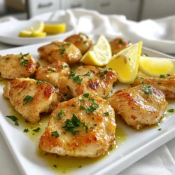 - 1 lb boneless chicken breasts - 3 tablespoons olive oil - 2 tablespoons fresh lemon juice - 2 teaspoons lemon zest - 4 cloves garlic, minced - 1 teaspoon dried oregano - 1/2 teaspoon red pepper flakes (optional) - Salt and black pepper, to taste You need fresh, simple ingredients for Minute Lemon Garlic Chicken Bites. Start with one pound of boneless chicken breasts. Cut them into bite-sized pieces. This makes them easy to cook and eat. Use three tablespoons of olive oil to help with flavor. Fresh lemon juice adds brightness. You will want two tablespoons of this. Lemon zest gives a nice kick. Add two teaspoons for a fresh taste. Garlic makes everything better, so use four cloves, minced. Dried oregano adds a lovely herb flavor. You will need one teaspoon here. If you like spice, red pepper flakes are optional, but fun! Use half a teaspoon if you dare. Finally, season with salt and black pepper to taste. - Fresh parsley - Lemon wedges Garnishes make your dish look great. Use fresh parsley, chopped finely. This adds color and freshness. Also, include lemon wedges on the side. They are perfect for squeezing over the chicken bites. This adds more lemony goodness. You can serve these tasty bites with rice or a fresh salad for a full meal. Enjoy your cooking! To make the chicken flavorful, you need to mix the marinade. In a medium bowl, combine these ingredients: - 3 tablespoons olive oil - 2 tablespoons fresh lemon juice - 2 teaspoons lemon zest - 4 cloves garlic, minced - 1 teaspoon dried oregano - 1/2 teaspoon red pepper flakes (optional) - Salt and black pepper to taste Add the chicken pieces and toss to coat them well. Let the chicken marinate for 10 minutes. This helps the flavors soak in. You can even marinate longer if you want a stronger taste. Next, preheat your skillet. Heat a large skillet over medium-high heat. Once it’s hot, drizzle a little olive oil to coat the pan. Now, it's time to cook the chicken. Add the marinated chicken pieces in a single layer. You might need to do this in batches to avoid crowding. Cook for 3-4 minutes on each side. Your goal is to get a nice golden brown color. Make sure the chicken reaches an internal temperature of 165°F (75°C) for safety. After cooking, remove the chicken bites from the skillet. Place them on a serving platter. For a great touch, garnish with freshly chopped parsley. Serving lemon wedges on the side is also a must. This allows everyone to squeeze fresh lemon over the chicken for extra zing. To get the most flavor into your chicken, marinate it well. Here are some best practices: - Mix the marinade well. Combine olive oil, lemon juice, lemon zest, minced garlic, oregano, red pepper flakes, salt, and pepper. - Cut the chicken into small, bite-sized pieces. This helps it soak up the marinade. - Let the chicken marinate for at least 10 minutes. For even better taste, you can marinate it longer. To enhance the garlic flavor, use fresh garlic cloves. Mince them finely to release more oils and aroma. You can also add extra garlic if you love the taste. When cooking, you can choose between pan-frying or grilling. Pan-frying gives the chicken a nice, golden crust. Grilling adds a smoky flavor. For cooking in batches, don’t overcrowd the pan. This helps each piece cook evenly and brown nicely. If you have more chicken than fits, cook it in two or three rounds. If your chicken is undercooked, return it to the pan. Cook it for a few more minutes. Check that the internal temperature reaches 165°F (75°C). Use a meat thermometer for accuracy. To adjust the seasoning, taste the chicken before serving. If it needs more flavor, sprinkle a bit more salt, pepper, or lemon juice. You can also add a touch of oregano to boost the taste. {{image_2}} You can change the flavor of these chicken bites easily. Adding fresh herbs like basil or thyme will give a new twist. You might also try using smoked paprika for a unique taste. If you want a bit more heat, add cayenne pepper instead of red pepper flakes. You can even mix in a bit of honey for a sweet touch. Citrus fruits also bring a fresh flavor. Instead of lemon, try orange or lime juice. The zest from these fruits can add depth too. Each option creates a new dish with its own charm. You have options when it comes to cooking these chicken bites. Stovetop cooking gives you a great sear and flavor. But baking can be easier and still tasty. To bake, preheat your oven to 400°F (200°C) and spread the marinated chicken on a baking sheet. Bake for about 20 minutes until it’s cooked through. If you own an air fryer, give it a try! Preheat your air fryer to 400°F (200°C). Cook the chicken bites for about 10-12 minutes, shaking the basket halfway for even cooking. This method makes the chicken crispy and is quick! How you serve these chicken bites can change the meal. For a fresh salad, top mixed greens with the chicken. Add cherry tomatoes and cucumber for color. You can drizzle with a lemon vinaigrette. Wraps are another fun option. Use soft tortillas and fill them with chicken, lettuce, and your favorite sauce. You can also make a sandwich with crusty bread, adding avocado or aioli for a rich flavor. Each serving style makes for a versatile meal. To keep your Minute Lemon Garlic Chicken Bites fresh, refrigerate them right away. Place the chicken in a container. I recommend using airtight containers. This will help keep the moisture in and prevent drying. When you reheat the chicken, aim for low heat. This keeps the chicken juicy and tasty. You can use a skillet or microwave for reheating. Heat the chicken for about 2-3 minutes on medium heat. Stir occasionally to ensure even heating. Leftovers can last in the fridge for up to three days. If you want to enjoy this dish later, freezing is a great option. First, let the chicken cool completely. Then, place it in a freezer-safe bag. Try to remove as much air as you can before sealing. This helps prevent freezer burn. You can freeze the chicken for up to three months. To thaw, move the chicken to the fridge overnight. For quick thawing, place the bag in cold water for about an hour. When ready, reheat in a skillet over low heat. This method keeps the chicken bites flavorful and tender. It takes about 20 minutes to cook these chicken bites. This includes 10 minutes for marinating and 10 minutes for cooking. The prep is simple. You mix the marinade and cut the chicken. After marinating, heat your pan. Then, cook the chicken for 3-4 minutes per side. Make sure it cooks to 165°F (75°C) for safety. Yes, you can use frozen chicken, but it needs some adjustments. Thaw the chicken first. You can do this overnight in the fridge or in cold water for a quick option. After thawing, follow the same marinating steps. Cooking might take a bit longer, so check it often. Many sides pair well with lemon garlic chicken. Here are some tasty options: - Rice: Fluffy white or brown rice soaks up the juice. - Vegetables: Steamed broccoli or sautéed green beans add color and crunch. - Salad: A fresh green salad with lemon vinaigrette is light and refreshing. - Potatoes: Roasted or mashed potatoes offer a comforting balance. Choose what you like best to enjoy with your meal! This blog shared the recipe for tasty lemon garlic chicken bites. You learned how to marinate, cook, and serve them. I included tips to ensure great flavor and texture. You can also explore different cooking methods and variations for your meals. Try these ideas out in your kitchen. Enjoy cooking and get creative! Tasty meals await you!