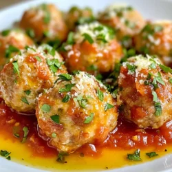 - 1 lb ground turkey - 1/2 cup grated Parmesan cheese - 1 cup breadcrumbs (preferably Italian seasoned) - 2 cloves garlic, minced - 1/4 cup fresh parsley, finely chopped - 1 large egg - 1 tsp onion powder - 1/2 tsp salt - 1/4 tsp black pepper - 1/4 tsp red pepper flakes (optional for heat) - 1/4 cup milk - Olive oil for cooking Each ingredient serves a purpose. Ground turkey is the base. It provides lean protein and a mild flavor. Parmesan cheese adds a rich, nutty taste. It also helps bind the meatballs. Breadcrumbs give them a nice texture. Choose Italian seasoned ones for added flavor. Garlic adds a punch. It makes the meatballs aromatic and tasty. Fresh parsley brings color and freshness. The egg helps hold everything together. Onion powder gives depth. Salt and pepper enhance the taste. Red pepper flakes add a hint of heat, if you like spice. Finally, milk keeps the meatballs moist. Olive oil helps them brown nicely in the oven. You can swap ingredients to fit your diet. For a leaner option, use ground chicken or lean beef. If you're dairy-free, try nutritional yeast instead of Parmesan. For gluten-free, use gluten-free breadcrumbs. Egg can be replaced with a flax egg for vegan options. Just mix one tablespoon of ground flaxseed with two and a half tablespoons of water. These substitutions keep the spirit of the dish while meeting your needs. {{ingredient_image_1}} Start by gathering all your ingredients on a clean surface. You will need: - 1 lb ground turkey - 1/2 cup grated Parmesan cheese - 1 cup breadcrumbs (preferably Italian seasoned) - 2 cloves garlic, minced - 1/4 cup fresh parsley, finely chopped - 1 large egg - 1 tsp onion powder - 1/2 tsp salt - 1/4 tsp black pepper - 1/4 tsp red pepper flakes (optional for heat) - 1/4 cup milk - Olive oil for cooking First, preheat your oven to 400°F (200°C). Then, line a baking sheet with parchment paper. This makes cleanup easy. In a large bowl, mix together the ground turkey, grated Parmesan, breadcrumbs, minced garlic, and chopped parsley. Next, add the egg, onion powder, salt, black pepper, and red pepper flakes if you want some heat. Slowly pour the milk into the mixture. Use your hands to combine everything. Mix gently; you don’t want to overwork the meat. Now, shape the mixture into meatballs that are about 1 inch wide. Place them on the baking sheet with space between each one. This helps them cook evenly. Drizzle a small amount of olive oil over the meatballs. This helps them brown nicely in the oven. Place the baking sheet in your preheated oven. Bake the meatballs for 20 minutes. They should be light brown and cooked through. The inside temperature needs to reach 165°F (74°C). If you want an extra cheesy touch, sprinkle more Parmesan on top. Broil for 2 to 3 minutes until the cheese is melted and golden. To check if the meatballs are done, use a meat thermometer. Insert it into the center of a meatball. If it reads 165°F (74°C), they are safe to eat. If not, give them a few more minutes in the oven. Another way to check is to cut one open. The meat should not be pink inside. It should be juicy and firm. Enjoy your delicious Garlic Parmesan Turkey Meatballs! Serve them with marinara sauce and a sprinkle of parsley for a tasty meal. To boost flavor in your meatballs, focus on fresh herbs. Use parsley, basil, or even oregano. Fresh herbs add brightness and depth. You can also mix in grated cheese. It gives a rich, savory taste. Adjust the garlic too. More garlic creates a stronger flavor. If you like spice, add red pepper flakes. They bring a nice kick. One big mistake is overmixing the meat. Overmixing makes meatballs tough and dry. Mix just until everything is combined. Another error is not using enough seasoning. Don’t skip the salt and pepper. These enhance all the flavors. Lastly, don’t skip the oil. A drizzle helps the meatballs brown nicely in the oven. For perfect meatballs, use a large mixing bowl. This gives you space to mix. A cookie scoop is great for portioning. It helps you make even meatballs every time. Use a baking sheet lined with parchment paper. This makes cleanup easy. Finally, a meat thermometer is key. It ensures your meatballs are cooked to 165°F (74°C). Pro Tips Use Cold Ingredients: Ensure your ground turkey and egg are cold when mixing. This helps keep the meatballs tender and juicy. Don’t Overmix: Mix just until combined to prevent dense meatballs. Overmixing can lead to a tough texture. Consistency Matters: If the mixture feels too wet, add a bit more breadcrumbs. If too dry, a splash more milk can help achieve the right texture. Herb Variations: Experiment with different herbs like basil or oregano for a flavor twist. Fresh herbs provide a vibrant taste compared to dried ones. {{image_2}} You can change the flavor by using different meats. Ground chicken works well if you want a lighter taste. Ground beef gives a richer flavor, perfect for a hearty meal. If you prefer pork, try a mix of ground pork and turkey for a juicy bite. Each meat brings its unique taste to the dish. If you need gluten-free meatballs, swap regular breadcrumbs for gluten-free ones. You can also use crushed nuts, like almonds, for a crunchy texture. For a low-carb option, skip the breadcrumbs altogether. You can use grated cauliflower or ground flaxseed instead. Both choices keep the meatballs moist and tasty without carbs. Mix in different herbs and spices to change the flavor. Fresh basil or oregano adds an Italian touch. For a spicy kick, add more red pepper flakes. You can even try a hint of rosemary or thyme for an earthy flavor. Experiment with your favorite seasonings to make these meatballs your own. To store leftover meatballs, allow them to cool first. Place them in an airtight container. You can keep them in the fridge for up to three days. Make sure to label the container with the date. This helps you keep track of freshness. If you want to save them longer, use the freezer. Freezing meatballs is easy and great for meal prep. Start by letting the meatballs cool down completely. Then, arrange them on a baking sheet in a single layer. Freeze them for about two hours. Once frozen, transfer them to a freezer-safe bag. Squeeze out any air before sealing. You can freeze them for up to three months. Reheating meatballs properly keeps them tasty. For the best results, use an oven. Preheat your oven to 350°F (175°C). Place the meatballs on a baking sheet and cover with foil. Heat them for about 15-20 minutes. You can also reheat them in the microwave, but they may dry out. For a juicy bite, add a splash of water to the dish before microwaving. Enjoy your flavorful meatballs warm! You can tell when turkey meatballs are done by checking their internal temperature. Use a meat thermometer and aim for 165°F (74°C). This ensures they are safe to eat. If you don't have a thermometer, cut one open. The meat should be no longer pink inside. The juices should run clear, not red. Yes, you can make meatballs ahead of time. After mixing the ingredients, shape the meatballs and place them on a baking sheet. Cover them and store in the fridge for up to 24 hours. This saves time when you are ready to cook. You can also freeze them. Just freeze them in a single layer. Once firm, transfer to a bag. They can last up to three months in the freezer. Garlic Parmesan Turkey Meatballs pair well with many sides. Here are some tasty options: - Spaghetti with marinara sauce - Garlic bread for a crunchy side - A fresh garden salad for a light touch - Zucchini noodles for a low-carb option - Mashed potatoes for a comforting meal - Steamed veggies to add color and nutrients These sides make for a full and satisfying dinner. Enjoy experimenting with your favorites! These garlic parmesan turkey meatballs are easy and fun to make. We covered the key ingredients, tasty variations, and how to store leftovers. Remember to check doneness and avoid common mistakes for the best results. You can swap ingredients based on your diet or try different flavors. With these tips, you can feel confident cooking them. Enjoy your meatball journey, and I hope you find joy in every bite.