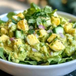 - 4 large hard-boiled eggs - 1 ripe avocado - 2 tablespoons Greek yogurt - 1 tablespoon Dijon mustard - 1 tablespoon fresh lemon juice - 1 small red onion - 1 small cucumber - 1/4 cup fresh cilantro - Salt and pepper Alternative to Greek yogurt: You can use sour cream or silken tofu. Both will give you a creamy texture. Low-sodium mustard options: Try yellow mustard or a homemade mustard blend. This keeps the flavor good without too much salt. Other herbs and greens: Feel free to swap cilantro for parsley or dill. You can also add spinach, arugula, or kale for extra greens. {{ingredient_image_1}} To make the perfect avocado egg salad, start by cooking the eggs. - Hard boiling technique (pot method): Place 4 large eggs in a pot. Cover them with water. Bring the water to a rolling boil. When it boils, cover the pot and take it off the heat. Let the eggs sit for 12-14 minutes. This method ensures your eggs are cooked evenly. - Cooling and peeling the eggs: After cooking, transfer the eggs to an ice bath. Let them cool for about 5 minutes. This helps with peeling. Once cooled, gently tap the eggs on the counter to crack the shells. Peel the shells off and chop the eggs into bite-sized pieces. Next, we prepare the avocado mixture. - Mashing the avocado: Take 1 ripe avocado and scoop it into a large mixing bowl. Use a fork to mash it until it’s creamy with a few lumps. This gives the salad a nice texture. - Mixing in yogurt, mustard, and lemon juice: Add 2 tablespoons of Greek yogurt, 1 tablespoon of Dijon mustard, and 1 tablespoon of fresh lemon juice to the avocado. Mix these ingredients together until smooth. The yogurt adds creaminess, the mustard gives a tangy kick, and the lemon juice brightens the flavors. Now, it's time to bring everything together. - Gently folding in eggs and vegetables: Carefully fold in the chopped eggs, 1 small diced cucumber, 1 small finely chopped red onion, and 1/4 cup of chopped fresh cilantro into the avocado mixture. Use a spatula to mix gently. This way, you keep the eggs intact. - Seasoning to taste: Finally, season your salad with salt and pepper. Taste it and adjust as needed. Mixing gently ensures all flavors blend well without breaking up the eggs too much. Now, your avocado egg salad is ready to chill in the fridge! To get the best texture in your avocado egg salad, use gentle mixing techniques. After you mash the avocado, fold in the eggs carefully. This keeps the eggs intact and avoids a mushy texture. If you mix too hard, you risk breaking the eggs into tiny bits. To stop the avocado from browning, add fresh lemon juice right after mashing. The acid in lemon juice helps keep the bright green color. You can also cover the salad tightly with plastic wrap. Press the wrap directly onto the surface to keep air out. To boost the flavor, consider adding spices. A pinch of garlic powder or smoked paprika can add depth. Extra veggies like diced bell peppers or shredded carrots can make the salad more colorful and crunchy. Balancing flavors is key. The creaminess of the avocado and yogurt needs a bright element. Adding a bit more lemon juice or even a splash of vinegar can elevate the taste. Taste as you go to find the right balance for you. For a nice presentation, serve the salad on a bed of mixed greens. This adds color and freshness. You can also scoop the salad into whole grain pita pockets. It makes a great lunch option. Pair it with crunchy side dishes like carrot sticks or whole-grain crackers. These will complement the creaminess of the salad. Enjoy your meal with a side of fresh fruit for a complete and healthy lunch! Pro Tips Perfect Egg Boiling: For perfectly boiled eggs, use older eggs as they peel easier compared to fresh ones. Avocado Ripeness: Ensure your avocado is ripe for the best flavor; it should yield slightly to gentle pressure. Texture Balance: Fold in the ingredients gently to maintain the chunks of egg for a delightful texture. Flavor Infusion: Let the salad chill before serving to allow the flavors to meld and enhance the overall taste. {{image_2}} The classic avocado egg salad is creamy and rich. You mix hard-boiled eggs with mashed avocado, yogurt, and spices. The taste is smooth and filling. For a fun twist, try a spicy version. Add jalapeño for a kick! This gives the salad a zesty flavor that wakes up your taste buds. If you want a vegan option, think about using chickpeas instead of eggs. Mash them like avocado for a similar texture. Another idea is to use silken tofu. This makes a great creamy base without eggs. For those on a low-carb diet, skip the yogurt. Use avocado and herbs for a fresh taste. You can also add nuts for extra protein. You can serve avocado egg salad in many ways. One popular option is a sandwich. Spread it on whole grain bread for a hearty meal. Another fun idea is to use tacos or wraps. Fill them with the salad for a tasty lunch. This style lets you enjoy the salad on the go. You can also top it with extra cilantro for a fresh touch. Avocado egg salad stays fresh in the fridge for about three days. Store it in a tight container to keep it fresh. Glass or plastic containers with a secure lid work best. This helps keep out air and moisture, which can make the salad go bad faster. You can freeze avocado egg salad, but keep in mind its texture may change. If you want to freeze it, use a freezer-safe container. Make sure to leave some space at the top, as the salad may expand. When ready to eat, thaw it in the fridge overnight. To refresh the salad, mix in a little extra yogurt and lemon juice, which can help revive its flavor. Usually, you do not need to reheat avocado egg salad. It tastes best cold or at room temperature. If you prefer it warm, heat it gently on low in a pan. Stir it often to avoid overcooking. Remember, heat can change the texture of the avocado, so be careful! The best way to hard-boil eggs is simple. Start by placing the eggs in a pot. Cover them with cold water. Bring the water to a rolling boil over high heat. Once it boils, cover the pot and remove it from the heat. Let the eggs sit for 12 to 14 minutes. After that, transfer the eggs to an ice bath. This cools them quickly and makes peeling easier. Yes, you can make avocado egg salad ahead of time. Store it in an airtight container. It stays fresh for about 2 to 3 days in the fridge. To keep it tasty, mix the ingredients right before serving. This keeps the flavors bright and fresh. To prevent the avocado from browning, you can use lemon juice. The acid in lemon juice slows down browning. Another tip is to keep the pit in the salad. This helps reduce browning too. Store the salad in a tightly sealed container. Pressing plastic wrap against the surface can also help. This blog post offers a simple way to make a tasty avocado egg salad. You learned about essential ingredients and their alternatives, plus step-by-step instructions. I shared tips for perfecting the texture and flavor, along with serving suggestions. Whether you prefer a classic or a spicy version, you can customize your salad. With proper storage tips, it can stay fresh longer. Enjoy this healthy dish, and let your creativity shine in the kitchen!