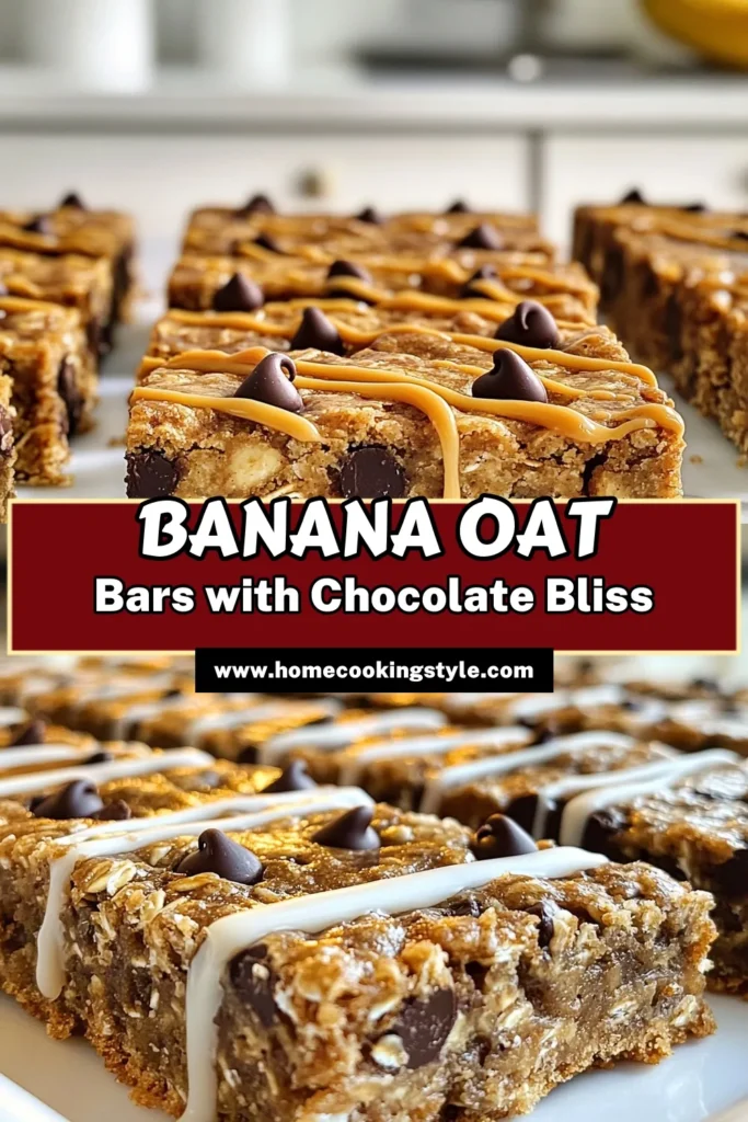 Indulge in these delicious and healthy Chocolate Chip Banana Oat Bars! This easy banana oat snack is perfect for a guilt-free treat, packed with wholesome ingredients like ripe bananas, rolled oats, and almond butter. Try this gluten-free chocolate chip bars recipe that will satisfy your sweet tooth while keeping things nutritious. Save this healthy banana oat bars recipe for your next baking adventure! #HealthySnacks #GlutenFree #BananaOatBars #HealthyDessert