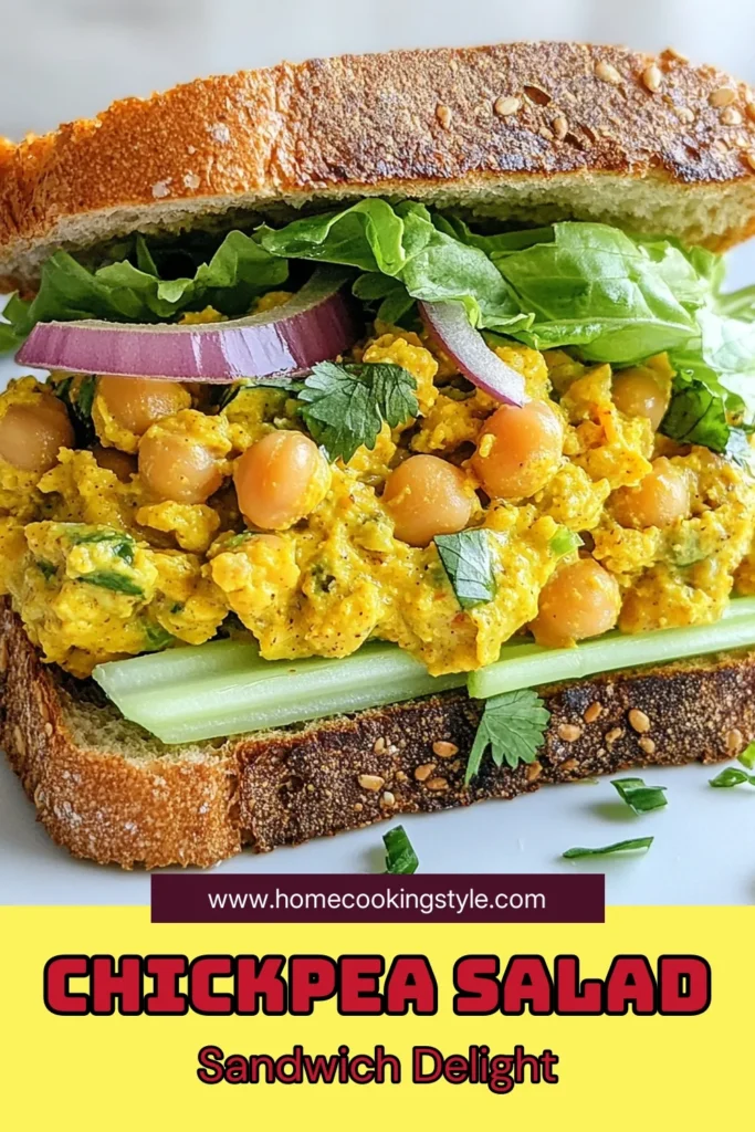 Discover the deliciousness of curried chickpea salad sandwiches! This healthy sandwich recipe features a flavorful blend of chickpeas, spices, and veggies, perfect for a quick meal. Enjoy a nutritious vegan curry sandwich loaded with Mediterranean chickpea salad goodness. In just 15 minutes, create a satisfying, heart-healthy dish. Save this easy recipe for your next lunch! #CurriedChickpeaSalad #ChickpeaSaladSandwich #VeganCurrySandwich #HealthySandwichRecipe