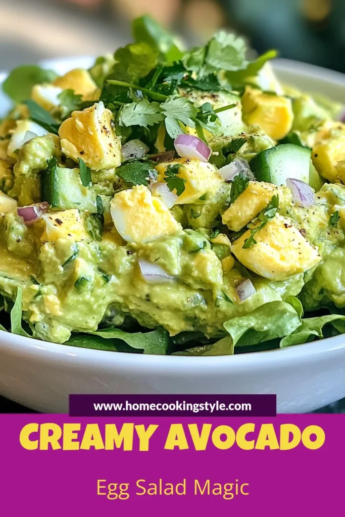 Discover the creamy goodness of this Avocado Egg Salad, the ultimate healthy egg salad recipe packed with flavor! Made with ripe avocado, Greek yogurt, and fresh veggies, it's a delicious low-carb salad option. Perfect for lunch or a light dinner, this creamy avocado salad will keep you satisfied. Try this recipe today and enjoy a nutritious twist on a classic favorite. Save this recipe for later! #AvocadoEggSalad #HealthyEggSalad #LowCarbSalad #GreekYogurtSalad