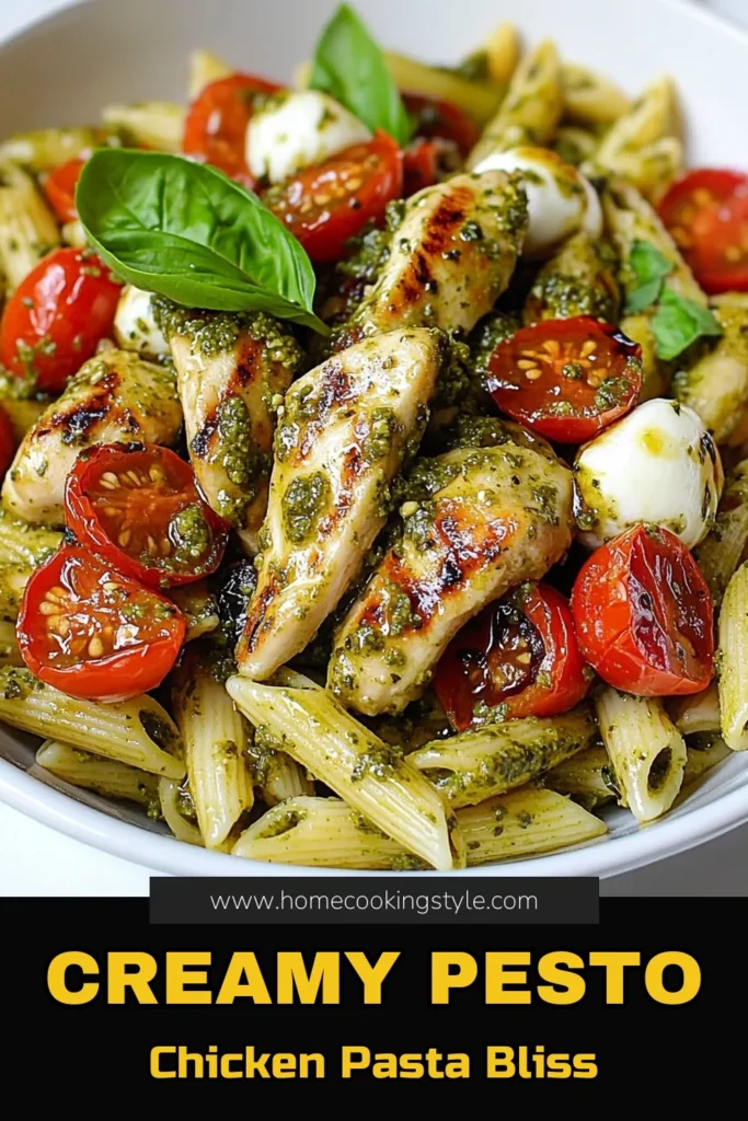 Discover the deliciousness of Pesto Chicken Caprese Pasta, the ultimate easy chicken pasta dish! This Caprese pasta recipe features tender chicken, fresh mozzarella, and vibrant cherry tomatoes tossed in homemade basil pesto. Perfect for quick dinners, this savory dish is sure to impress. Ready in just 30 minutes, it's the perfect weeknight meal. Save this recipe and delight in every bite! #PestoChickenPasta #CapresePastaRecipe #EasyChickenPastaDish #QuickPastaWithMozzarella
