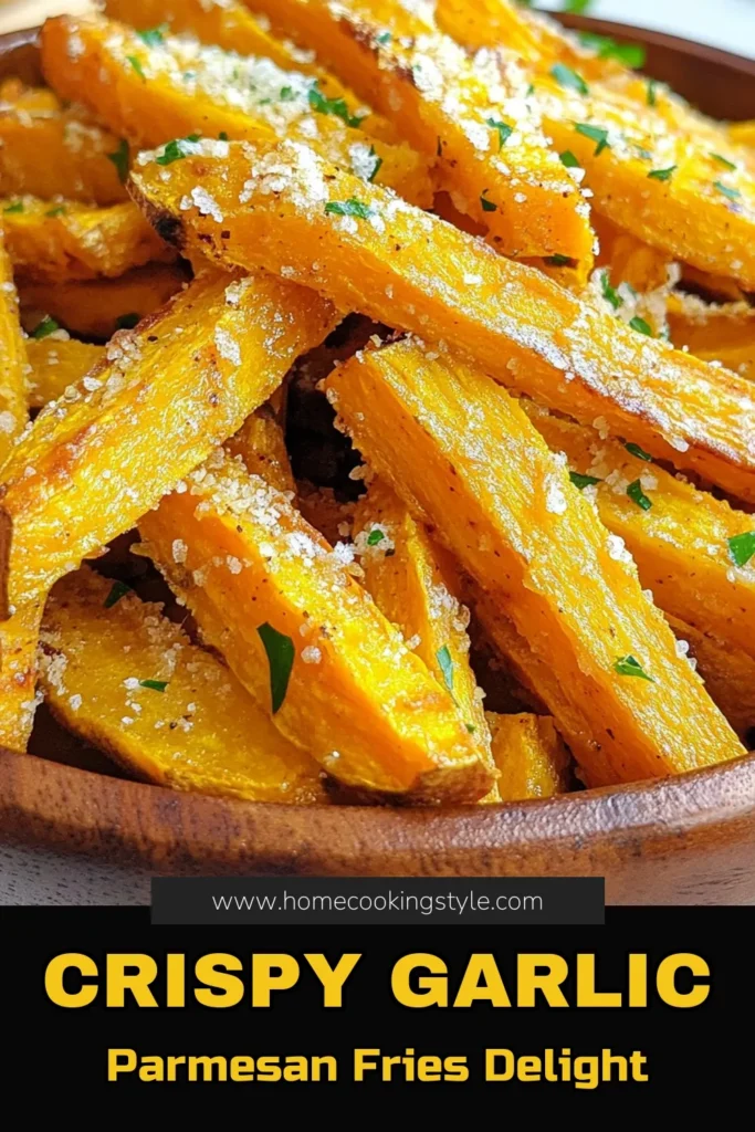 Savor the deliciousness of Garlic Parmesan Sweet Potato Fries with this easy Sweet Potato Fries Recipe! Perfectly baked for a crispy exterior and tender inside, these Garlic Parmesan Sweet Potato Fries are the ultimate Parmesan Sweet Potato Snack. Enjoy them as a side dish or appetizer. Get inspired and make your own batch today! Don’t forget to save this recipe! #SweetPotatoFries #BakedSweetPotatoFries #CrispySweetPotatoFries #ParmesanSweetPotatoSnack