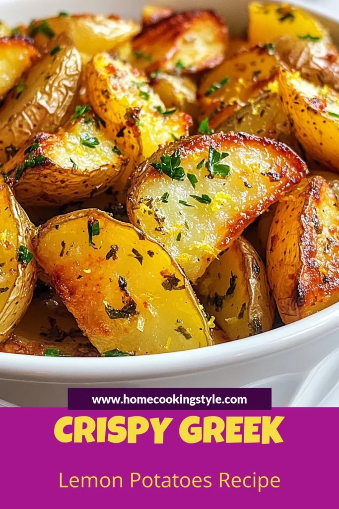 Discover the ultimate Mediterranean potato recipe with these delicious Greek lemon potatoes! These zesty potato wedges are made with hand-cut roasted Yukon Gold potatoes, tossed in a bright lemon garlic marinade that brings vibrant flavor to your table. Perfect as a side dish or a tasty snack, this recipe is sure to impress. Don't miss out on these mouthwatering lemon garlic potatoes—save this recipe for your next meal! #GreekLemonPotatoes #RoastedPotatoes #MediterraneanRecipe #PotatoWedges