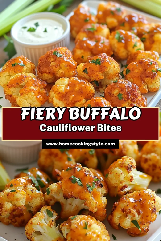 Elevate your snack game with these spicy buffalo cauliflower bites! This vegan buffalo cauliflower recipe is perfect for healthy appetizers that please everyone. With crispy baked cauliflower wings tossed in zesty buffalo sauce, they make the ultimate plant-based buffalo bites. Ready in under an hour, these delicious bites are a crowd-pleaser. Try this recipe today and enjoy the flavor! #BuffaloCauliflower #VeganRecipes #HealthySnacks #PlantBasedEating