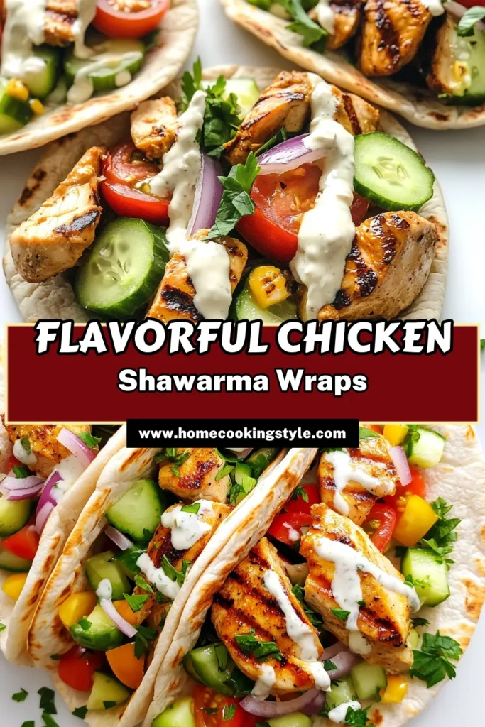 Savor the deliciousness of Chicken Shawarma Pita Wraps with this easy homemade shawarma recipe! Perfect for a quick dinner, these savory chicken wraps bring Mediterranean flavors to your table. Made with marinated chicken, fresh veggies, and a creamy tahini sauce for pita, these wraps are a must-try. Click for the complete recipe and elevate your meal tonight! #ChickenShawarmaPitaWraps #HomemadeShawarmaRecipe #EasyMediterraneanChickenRecipe #SavoryChickenWraps