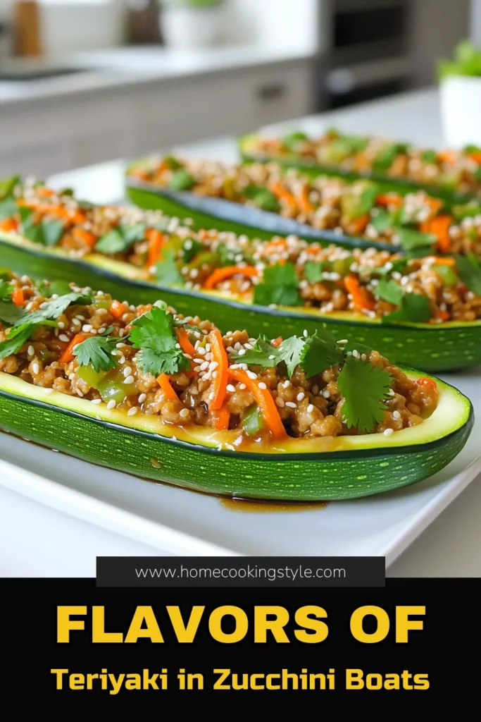 Savor the delicious blend of flavors with these Teriyaki Chicken Zucchini Boats! This easy recipe features tender zucchini filled with savory ground chicken, fresh veggies, and a hint of teriyaki sauce, making it a healthy and satisfying meal. Perfect for a weeknight dinner or meal prep! Click through for the full recipe and elevate your cooking game today! #TeriyakiChicken #ZucchiniRecipes #HealthyEating #EasyDinnerIdeas