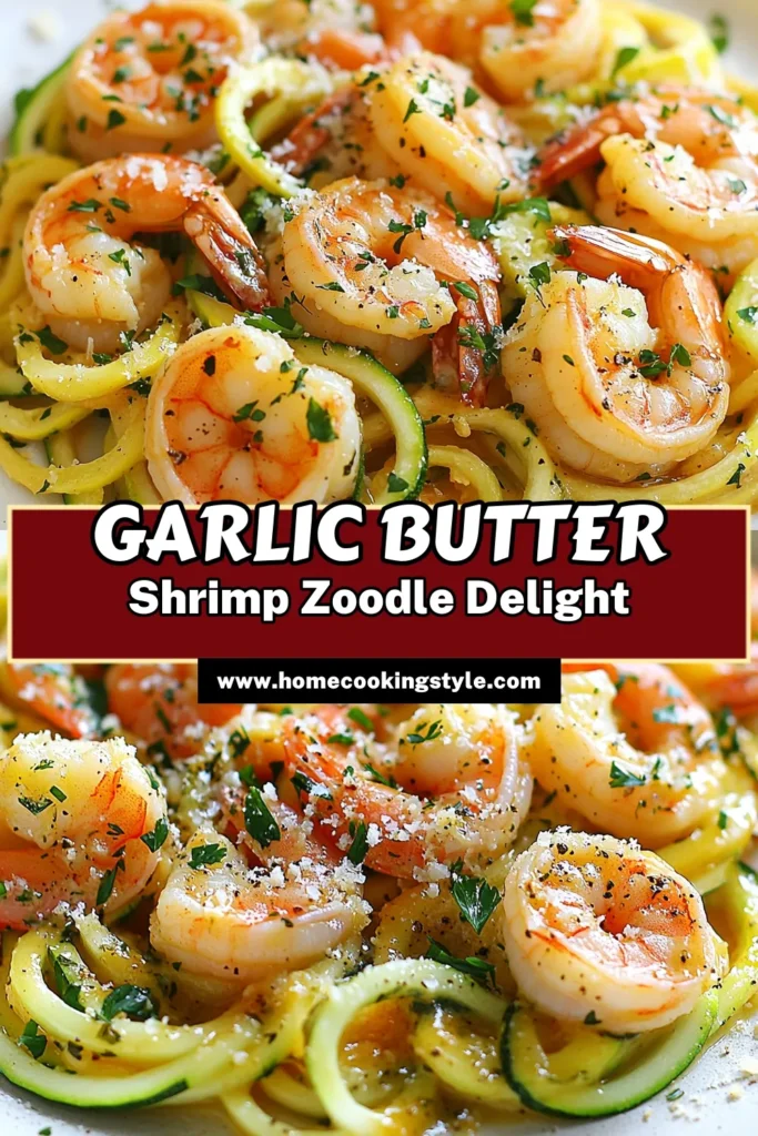 Discover this delicious Garlic Butter Shrimp Zoodles recipe that's perfect for a healthy shrimp dinner! This low-carb shrimp dish features zucchini noodles, offering a nutritious twist on your favorite shrimp meal. Quick and easy to make, this garlic shrimp dish is packed with flavor and ideal for busy weeknights. Try this zoodles recipe tonight and enjoy a satisfying meal! Save for later and get cooking! #GarlicButterShrimpZoodles #HealthyShrimpRecipe #LowCarbDinner #ZucchiniNoodlesRecipe