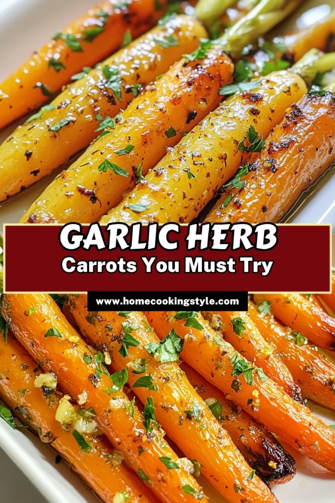 Discover the deliciousness of garlic herb roasted carrots with this easy roasted carrots recipe! Perfect as a healthy carrot side dish, these vegan roasted carrots are infused with garlic and fragrant herbs, making them irresistible. In just 40 minutes, you can whip up this flavorful dish that pairs well with any meal. Try this simple recipe and elevate your dinner game! Save it for later! #HealthyEating #VeganRecipes #CarrotSideDish #EasyCooking
