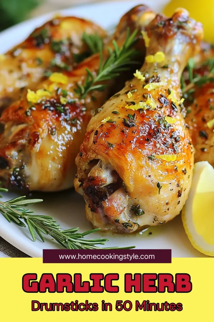 Discover the irresistible flavor of garlic herb chicken drumsticks with this easy baked chicken drumsticks recipe! Perfectly marinated in a delicious mixture of garlic, rosemary, and thyme, these oven roasted chicken drumsticks are sure to impress. Enjoy juicy, flavorful chicken drumsticks with minimal effort. Try this simple chicken drumsticks marinade for a delightful dinner tonight! Save this recipe for later! #ChickenDrumsticks #EasyRecipes #DinnerIdeas #BakedChicken