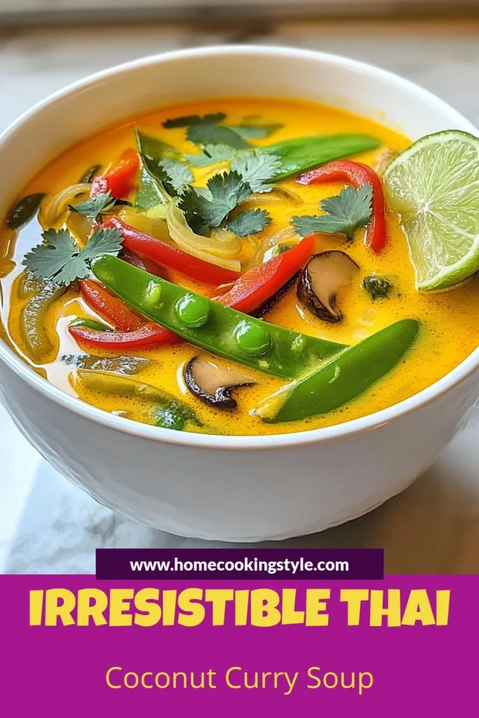 Discover the ultimate comfort food with our Thai Coconut Curry Soup! This vegetarian coconut curry is a flavor-packed delight that comes together in just 30 minutes. Perfect for a quick Thai soup night, this coconut milk soup recipe features vibrant veggies and is made with a homemade red curry paste recipe that’s easy to follow. Ready to warm up your kitchen? Try it today and elevate your weeknight dinners! #ThaiCoconutCurrySoup #VegetarianCoconutCurry #QuickThaiSoup #CoconutMilkSoupRecipe