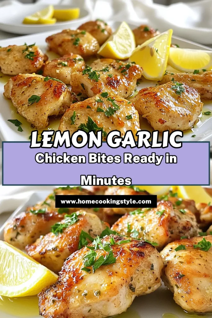 Looking for a quick and delicious dinner idea? Try these flavorful Minute Lemon Garlic Chicken Bites! With just a few simple ingredients, you can enjoy tender chicken bursting with zesty lemon and garlic. Perfect for busy weeknights, this recipe takes only 20 minutes to prepare. Click through to explore the full recipe and elevate your meal prep! #LemonGarlicChicken #QuickRecipes #DinnerIdeas #HealthyEating