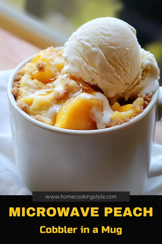Indulge in a quick and delicious treat with this Microwave Peach Cobbler Mug Cake recipe! Perfect for satisfying your sweet cravings in just minutes, this easy dessert combines juicy peaches and warm spices for a delightful experience. Ready in under three minutes, it’s the ideal solo snack or cozy treat. Don’t wait—click through for the full recipe and enjoy a slice of heaven today! #MicrowaveMugCake #PeachCobbler #DessertRecipes #QuickTreats