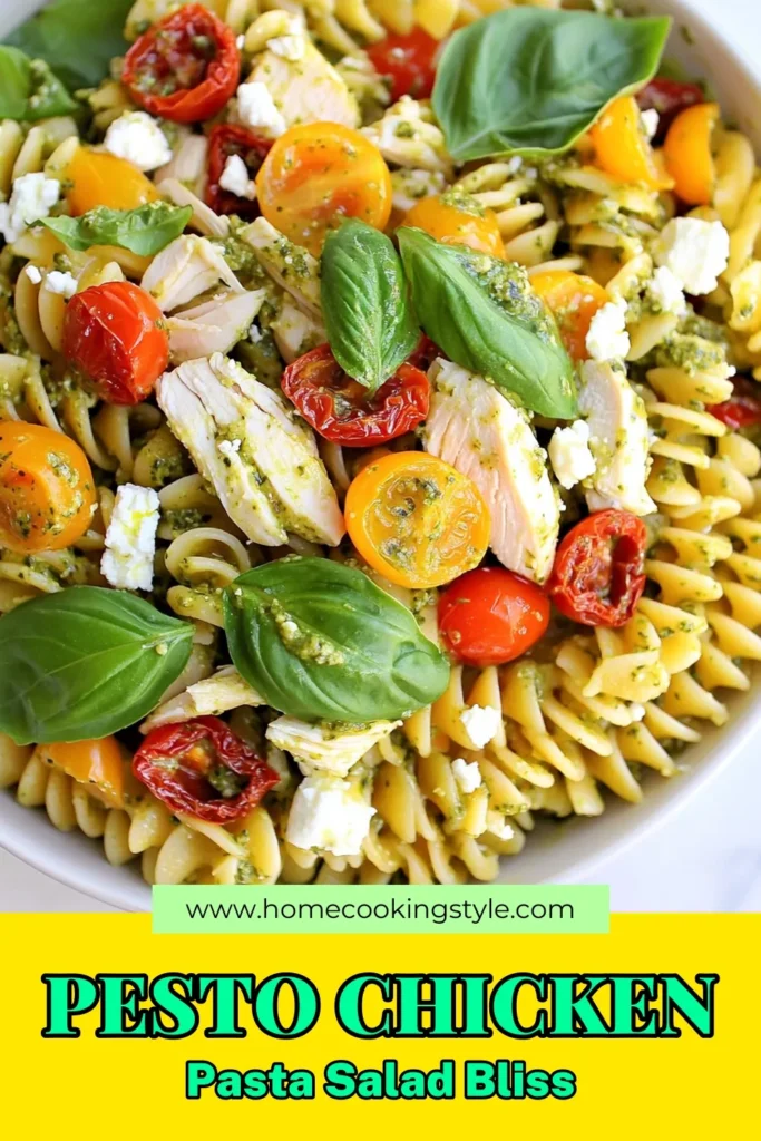 Discover the ultimate Pesto Chicken Pasta Salad that's perfect for warm days! This easy pasta salad recipe combines succulent chicken, fresh veggies, and creamy feta for a refreshing twist. Enjoy this healthy chicken salad as a light meal or side dish. Try this cold pasta salad with pesto at your next gathering for a crowd-pleasing hit! Save the recipe for your next Italian pasta salad with feta obsession! #PastaSalad #HealthyEating #PestoChicken #EasyRecipes