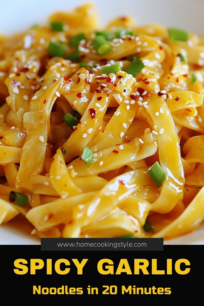 Indulge in the bold flavors of Spicy Garlic Noodles with this easy garlic noodle recipe! Perfect for a quick Asian meal, these sriracha noodles combine garlic and chili pasta for a delightful kick. In just 20 minutes, you’ll have a tasty dish ready to impress. Get cooking today and transform your dinner routine! Save this recipe to make your meal planning a breeze! #SpicyGarlicNoodles #EasyGarlicNoodleRecipe #SrirachaNoodles #QuickAsianNoodles