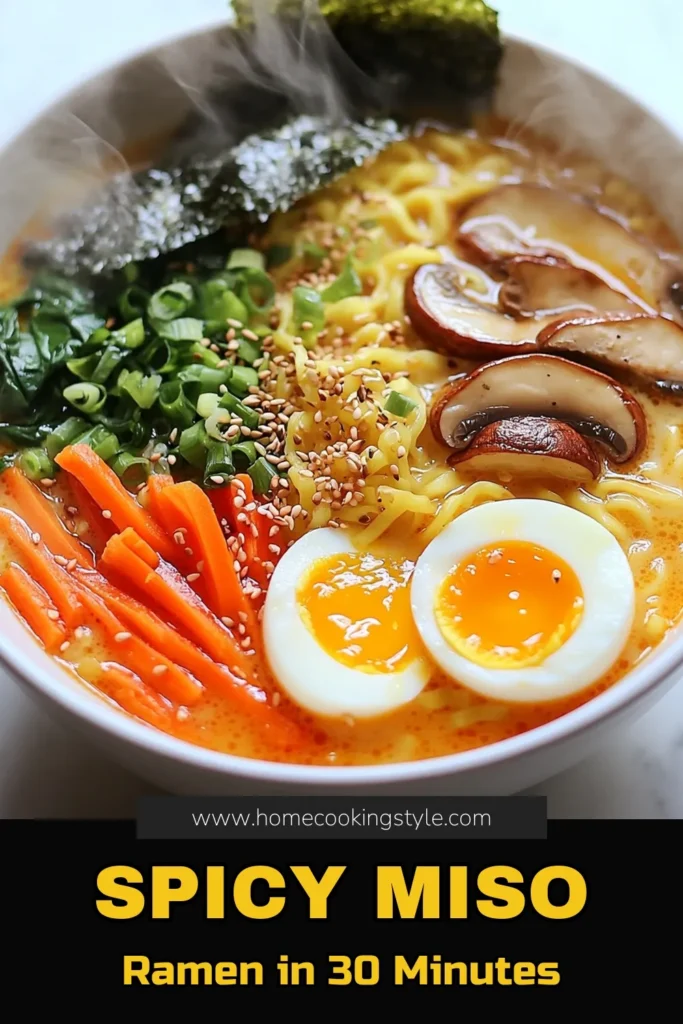 Indulge in a flavorful Spicy Miso Ramen Bowl that combines the richness of homemade miso broth with shiitake mushrooms for a truly comforting dish. This easy ramen bowl is not only delicious but also a perfect vegan ramen recipe for any night. Follow our simple instructions for a quick meal that packs a spicy punch. Discover the joy of making your own ramen today! Save this recipe to impress your friends! #SpicyMisoRamen #VeganRamenRecipe #EasyRamenBowl #HomemadeMisoBroth