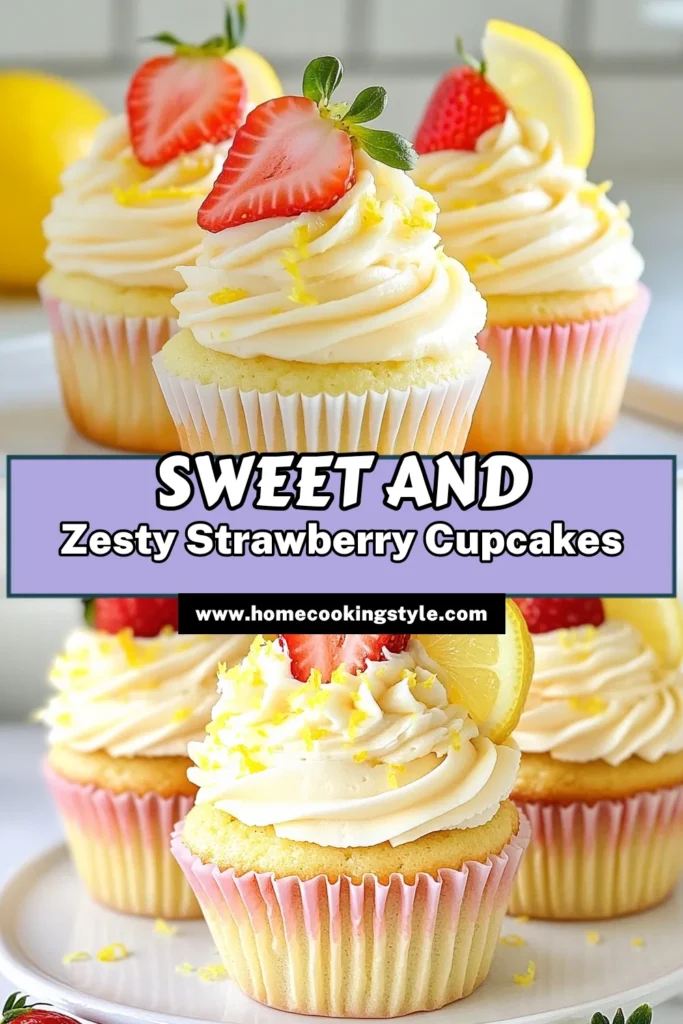 Dive into a summer delight with these irresistible strawberry lemonade cupcakes. This lemon cupcakes recipe blends zesty lemon and fresh strawberry flavors, creating a delightful treat that's perfect for any occasion. From scratch, these fresh strawberry desserts are a must-try! Impress your friends with these fun summer cupcake ideas. Ready to bake? Save this recipe for your next gathering! #CupcakeRecipes #StrawberryLemonadeCupcakes #SummerDesserts #BakeryInspiration