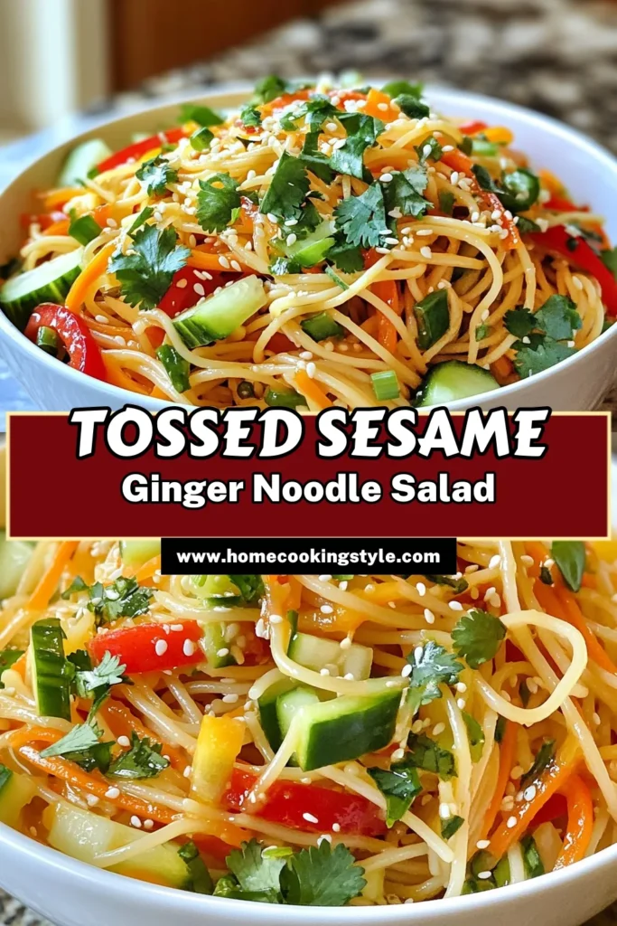 Discover the deliciousness of Sesame Ginger Noodle Salad! This healthy Asian noodle salad features whole wheat noodles, fresh veggies, and a zesty sesame dressing. Perfect as a gluten-free noodle recipe or a refreshing cold noodle salad recipe for warm days, it’s sure to impress your guests. Enjoy it as a main dish or side! Try it today and elevate your meal! #NoodleSalad #HealthyRecipes #GlutenFree #AsianCuisine