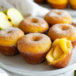 To make these tasty muffins, you need: - 1 cup apple cider - 1 cup all-purpose flour - 1 teaspoon baking powder - 1/2 teaspoon baking soda - 1/2 teaspoon ground cinnamon - 1/4 teaspoon nutmeg - 1/4 teaspoon salt - 1/2 cup granulated sugar - 1/4 cup unsalted butter, melted - 1 large egg - 1 teaspoon vanilla extract - 1/2 cup brown sugar, for rolling - 1 teaspoon cinnamon, for rolling These ingredients blend to create a warm, spiced flavor that is simply divine. If you need to swap out some items, here are great options: - Apple cider: You can use apple juice in a pinch. The taste will change slightly but still be sweet. - All-purpose flour: Use whole wheat flour for a heartier muffin. It adds fiber and nutrients. - Unsalted butter: Coconut oil or vegetable oil can work too. Just use the same amount. - Granulated sugar: Brown sugar can replace granulated sugar for more flavor. - Egg: A flax or chia seed mix can substitute if you prefer a vegan option. Use one tablespoon mixed with three tablespoons of water. To bake these muffins, gather the following tools: - Muffin tin - Paper liners or cooking spray - Small saucepan - Mixing bowls (2) - Whisk - Measuring cups and spoons - Toothpick for testing doneness With these items, you'll have everything you need to bake delicious apple cider doughnut muffins. Happy baking! {{ingredient_image_1}} First, you need to preheat your oven to 350°F (175°C). This step is key for even baking. While the oven warms up, line your muffin tin with paper liners. If you don’t have liners, grease the tin well with cooking spray or butter. Next, pour 1 cup of apple cider into a small saucepan. Bring it to a boil over medium heat. Once it boils, lower the heat. Let it simmer until it reduces to about 1/4 cup. This should take about 10 to 15 minutes. Set it aside to cool slightly. In a large mixing bowl, combine the dry ingredients. Whisk together 1 cup of all-purpose flour, 1 teaspoon of baking powder, 1/2 teaspoon of baking soda, 1/2 teaspoon of ground cinnamon, 1/4 teaspoon of nutmeg, and 1/4 teaspoon of salt. Make sure everything mixes well. In another bowl, beat together 1/2 cup of granulated sugar, 1/4 cup of melted unsalted butter, 1 large egg, and 1 teaspoon of vanilla extract. Mix until smooth. Now, stir in the cooled, reduced apple cider. This adds great flavor! Gradually add the dry mixture to the wet mixture. Use a spatula to mix gently until just combined. It’s okay if there are a few lumps. Do not overmix, or your muffins will be tough! Spoon the batter into the prepared muffin tin. Fill each cup about two-thirds full. Bake for 15 to 18 minutes. Check if they are done by inserting a toothpick. If it comes out clean, they’re ready! Once baked, let them cool in the pan for about 5 minutes. While the muffins cool, mix 1/2 cup of brown sugar and 1 teaspoon of cinnamon in a shallow bowl. Remove the muffins from the pan and roll each warm muffin in the cinnamon sugar mixture. Make sure they are fully coated. Now they’re ready to enjoy! To make your muffins light and fluffy, follow these tips. First, use fresh ingredients. Old baking powder or flour can ruin the texture. Second, be gentle when mixing. Overmixing can make the muffins tough. Mix just until you see no dry flour. Lastly, let the batter rest for a few minutes before baking. This allows the flour to hydrate. These muffins shine when served warm. Place them on a nice platter to impress guests. Add a few apple slices for color and freshness. You can sprinkle extra cinnamon sugar on top for added sweetness. For a fun twist, serve with a small bowl of caramel sauce for dipping. This pairs well with the warm spices. Drink pairings can enhance your muffin experience. Hot apple cider is a classic choice. The warmth complements the spices in the muffins. If you prefer coffee, a light roast works well. The smooth flavor balances the sweetness. For a refreshing option, try a cold glass of milk. It’s a perfect match for these sweet treats. Pro Tips Reduce the Cider: For a more intense apple flavor, ensure you reduce the cider until it reaches about 1/4 cup. This concentration enhances the taste of the muffins. Don’t Overmix: Mix the wet and dry ingredients until just combined. Overmixing can lead to tougher muffins, so keep it gentle! Warm Coating: Roll the muffins in the cinnamon sugar mixture while they are still warm. This helps the sugar adhere better, giving you a deliciously sweet crust. Storage Tips: Store any leftover muffins in an airtight container at room temperature for up to 2 days. For longer storage, freeze them and reheat as needed. {{image_2}} You can make these muffins gluten-free. Just swap the all-purpose flour with a gluten-free blend. Look for a blend that works well in baking. This will keep the texture light and fluffy. You may not even notice a difference in taste! Want to add a twist? You can stir in nuts or chocolate chips. Chopped walnuts or pecans add a nice crunch. If you prefer sweet, try semi-sweet chocolate chips. Mix in about half a cup before you fill the muffin tin. This step makes each bite even more fun. You can change the flavor of your muffins. Try adding pumpkin spice for a fall twist. Replace the nutmeg and cinnamon with a tablespoon of pumpkin spice mix. You can also use other spices like ginger or allspice for new flavors. Each option gives the muffins a unique taste. To keep your Apple Cider Doughnut Muffins fresh, store them in an airtight container. This helps keep them moist and prevents them from drying out. If you want to enjoy them for a longer time, layer the muffins with parchment paper. This keeps them from sticking together. You can store them at room temperature for up to three days. If you live in a humid area, it’s best to put them in the fridge. If you want to freeze your muffins, wrap each one in plastic wrap. Then, place them in a freezer bag. They can last up to three months in the freezer. When you're ready to eat one, take it out and let it thaw at room temperature. To warm it up, pop it in the microwave for about 15-20 seconds. You can also reheat them in the oven at 350°F for 5-10 minutes. Apple Cider Doughnut Muffins are best enjoyed fresh. They taste great for about three days when stored properly. After that, they may lose flavor and texture. To check for freshness, look for any signs of mold or an off smell. If the muffins are sticky or too dry, it's time to throw them away. Always trust your senses when it comes to food safety! Yes, you can make these muffins a day ahead. Bake them and let them cool. Store them in an airtight container at room temperature. They will stay fresh and tasty for a day. If you want to keep them longer, freeze them. To check if the muffins are done, insert a toothpick in the center. If it comes out clean, the muffins are ready. They should also spring back when lightly pressed. Look for a golden brown color on top. You can use apple juice, but the flavor will be different. Cider gives a stronger apple taste. If you have cider, I recommend using it for best results. If you only have juice, use it to keep things simple! You can use leftover apple cider in many ways. Try making spiced apple cider by heating it with cinnamon and cloves. You can also use it in soups or marinades to add flavor. Don't waste it; use it in fun ways! We covered how to make delicious apple cider doughnut muffins from scratch. We discussed the key ingredients and offered substitutions. I provided equipment tips and a step-by-step guide to baking these tasty treats. You also learned how to perfect their texture and discover fun variations. Finally, I shared storage tips to keep your muffins fresh. These muffins are easy to make and fun to enjoy. Try them with friends or family. Happy baking!