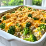 To make a tasty Cheesy Broccoli Rice Casserole, gather these key ingredients: - 1 cup uncooked long-grain white rice - 2 cups vegetable broth - 3 cups fresh broccoli florets, blanched - 1 cup shredded cheddar cheese - 1 cup cream of mushroom soup - 1/2 cup sour cream - 1 small onion, finely chopped - 2 cloves garlic, minced - 1 teaspoon onion powder - 1 teaspoon garlic powder - 1/2 teaspoon black pepper - 1/4 teaspoon salt - 1/2 cup breadcrumbs (optional for topping) - 2 tablespoons olive oil Each ingredient plays a big role. The rice is the base, soaking up all the flavors. Broccoli adds a fresh crunch and bright color. Cheddar cheese makes it cheesy and creamy. Cream of mushroom soup brings richness. Sour cream adds a tangy twist. Onion and garlic give depth. Spices enhance the taste, making each bite special. Use breadcrumbs if you want a crispy topping. This mix makes for a great dish that everyone will love! - Preheat your oven to 350°F (175°C). - Blanch the broccoli florets in boiling water for two minutes. This keeps them bright and crisp. - In a medium pot, combine 1 cup of uncooked long-grain white rice with 2 cups of vegetable broth. - Bring to a boil, then cover and reduce the heat. Let it simmer for 18-20 minutes, until the rice absorbs all the broth. - Heat 2 tablespoons of olive oil in a skillet over medium heat. - Add 1 small chopped onion and 2 minced garlic cloves. Sauté for 3-4 minutes until the onion is clear. - In a large bowl, mix the cooked rice, 3 cups of blanched broccoli, sautéed onion and garlic, 1 cup of shredded cheddar cheese, 1 cup of cream of mushroom soup, and ½ cup of sour cream. - Add 1 teaspoon of onion powder, 1 teaspoon of garlic powder, ½ teaspoon of black pepper, and ¼ teaspoon of salt. Stir until everything is well combined. - Transfer the mixture to a greased 9x13 inch baking dish. Spread it evenly. - If you want a crunchy topping, sprinkle ½ cup of breadcrumbs over the top. - Bake in your preheated oven for 25-30 minutes, or until the casserole bubbles and the top turns golden brown. - Let the casserole cool for 5-10 minutes before serving. This helps it set. - Serve hot. For a nice touch, garnish with more cheese or some chopped parsley. Enjoy your Cheesy Broccoli Rice Casserole! - Best type of rice to use: Long-grain white rice works best. It cooks evenly and stays fluffy. - How to avoid mushy rice: Use the right amount of broth. Follow the cooking time closely. Let the rice rest before mixing it with other ingredients. - Alternative cheeses: You can use Monterey Jack or Gouda for a different flavor. Both melt well and add creaminess. - Cream of mushroom soup options: If you want a lighter option, use cream of celery soup. You can also make your own using fresh mushrooms. - Getting a crispy breadcrumb topping: Mix breadcrumbs with olive oil before adding them. This helps them brown nicely in the oven. - Adjusting seasoning for personal taste: Taste your mixture before baking. Add more salt or pepper as needed to suit your flavor. {{image_2}} You can easily adapt this Cheesy Broccoli Rice Casserole for different diets. For vegetarian or vegan options, skip the cream of mushroom soup and sour cream. Use a vegan cheese blend instead of cheddar. You can also try coconut milk for creaminess. This keeps the dish rich and tasty without dairy. If you need a gluten-free option, use gluten-free breadcrumbs. Check your cream of mushroom soup to ensure it is gluten-free. You can also make your own soup using gluten-free ingredients. These changes keep the dish delicious for everyone. Want to add protein? You can mix in cooked chicken or turkey. Shred the meat and stir it into the casserole. This gives your meal a healthy boost and makes it more filling. If you prefer plant-based protein, add beans. Canned black beans or chickpeas are great choices. Rinse them first and then fold them into the mixture. This adds texture and flavor while keeping the dish hearty. To enhance flavor, think about mixing in spices or herbs. A dash of cayenne pepper can add heat. Fresh herbs like thyme or parsley can brighten the dish. Try adding garlic powder or onion powder for an extra kick. You can also add different vegetables. Carrots, bell peppers, or spinach work well. Just chop them up and mix them in with the other ingredients. These additions make your casserole colorful and packed with nutrients. To store leftovers, let the casserole cool down at room temperature. Once it cools, place it in an airtight container. This keeps the flavors fresh. You can store it in the fridge for about 3 to 4 days. If you want to enjoy it later, use a clean spoon to scoop out servings. This helps avoid germs. For longer storage, freezing works great. Cut the casserole into portions before freezing. Wrap each piece in plastic wrap and then in aluminum foil. This helps prevent freezer burn. Cheesy Broccoli Rice Casserole can last for up to 3 months in the freezer. When ready to eat, thaw it overnight in the fridge. Reheat in the oven at 350°F (175°C) until it’s hot all the way through. You can also microwave it for a quicker option. Just cover it to keep moisture in. Enjoy your tasty dish again! Can I make this casserole ahead of time? Yes, you can prepare this casserole a day in advance. Just mix all the ingredients and store them in the fridge. When ready, bake it as directed. This saves time and makes dinner easy. Is it possible to make it without cheese? Yes, you can skip the cheese. Use more cream of mushroom soup or add a vegan cheese alternative. The casserole will still taste good, but the cheese adds creaminess and flavor. Caloric content per serving Each serving of Cheesy Broccoli Rice Casserole has about 350 calories. This can vary based on the specific brands and amounts of ingredients used. Nutritional benefits of each ingredient - Broccoli: Rich in vitamins C and K, boosts immunity. - Rice: Provides energy and is a good source of carbs. - Cheddar Cheese: Offers calcium for strong bones. - Sour Cream: Adds creaminess and contains some calcium. - Onion and Garlic: Full of antioxidants, they can help fight illness. Why is my casserole too dry? If your casserole turns out dry, it may need more liquid. Try adding extra cream of mushroom soup or some vegetable broth before baking. This keeps it moist. What to do if it’s too runny? If your casserole is too runny, you can add more breadcrumbs on top. They help soak up extra moisture. You can also bake it a bit longer to help thicken it up. You learned how to make a tasty cheesy broccoli rice casserole. We covered each step, from gathering ingredients to serving suggestions. Remember to adjust flavors and try different toppings to make it yours. This dish is simple and can fit many diets. Whether you store it or freeze it, it stays delicious. Enjoy your cooking and share it with loved ones! You now have the tools to create a great meal.