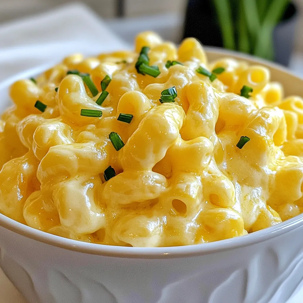 - 8 oz elbow macaroni - 2 cups sharp cheddar cheese, shredded - 1 cup Greek yogurt (plain) - 1 cup milk (whole or low-fat) - 3 tablespoons butter - 2 tablespoons all-purpose flour - 1 teaspoon garlic powder - 1/2 teaspoon onion powder - 1 teaspoon mustard powder - Salt and pepper to taste I love using elbow macaroni because it holds the sauce well. The sharp cheddar gives a nice, rich flavor. Greek yogurt adds creaminess and a bit of tang. - Fresh chives or parsley for garnish Chives or parsley add a pop of color and fresh flavor. They make the dish look great and taste even better! Greek yogurt is a healthy choice. It is high in protein, which helps keep you full. It also has probiotics that are good for your gut health. Plus, it contains less fat than cream. This makes your mac and cheese creamy without the guilt. Enjoying this dish can be both comforting and nourishing! {{ingredient_image_1}} To start, bring a large pot of salted water to a boil. Add 8 oz of elbow macaroni and cook until al dente. This takes about 7-8 minutes. Drain the pasta and set it aside. It is key not to overcook the pasta, so keep an eye on it! In the same pot, melt 3 tablespoons of butter over medium heat. Once the butter is melted, add 2 tablespoons of all-purpose flour. Whisk it together for 1-2 minutes until it looks golden and bubbly. Next, slowly pour in 1 cup of milk while whisking. This step helps to avoid lumps. Cook the mix for 2-3 minutes until it thickens a bit. Now, take the pot off the heat. Stir in 1 cup of plain Greek yogurt until it’s smooth. Then add 2 cups of shredded sharp cheddar cheese, 1 teaspoon of garlic powder, 1/2 teaspoon of onion powder, and 1 teaspoon of mustard powder. Mix until the cheese melts and everything is well combined. Now, add the cooked elbow macaroni to the cheese sauce. Stir gently to coat all the pasta with the creamy sauce. This step makes your dish rich and flavorful. Taste it and add salt and pepper as needed. If you want to garnish, sprinkle fresh chives or parsley on top. Enjoy your creamy Greek yogurt mac and cheese! To get that creamy texture, start with good cheese. I recommend using sharp cheddar. It melts well and gives a rich flavor. Make sure to stir the cheese in slowly. This helps it melt evenly. Using Greek yogurt adds creaminess without too much fat. Always remove the pot from heat before adding the yogurt. This keeps it smooth and prevents curdling. You can boost the flavor of your mac and cheese easily. Try adding cooked bacon for a smoky taste. Or mix in some cooked broccoli for a veggie kick. Adding a pinch of cayenne pepper gives it a nice heat. You can also sprinkle some extra cheese on top before baking for a golden crust. Fresh herbs, like chives or parsley, brighten the dish when served. Be careful not to overcook the pasta. It should be al dente, so it stays firm. If you cook it too long, it can turn mushy. Another mistake is adding cold yogurt straight from the fridge. Always let it sit at room temperature first. This helps it blend better. Lastly, don’t forget to season well. Salt and pepper can make a big difference in taste. Pro Tips Use Fresh Ingredients: Always opt for fresh cheddar cheese and high-quality Greek yogurt for the creamiest and most flavorful results. Adjust the Thickness: If your cheese sauce is too thick, you can add a splash more milk to reach your desired consistency. Experiment with Cheese: Try mixing different types of cheese such as mozzarella or gouda for a unique flavor twist. Don’t Overcook the Pasta: Make sure to cook your macaroni just until al dente, as it will continue to cook slightly when mixed with the hot cheese sauce. {{image_2}} You can make this mac and cheese meat-free. Add extra veggies for a healthy twist. Try spinach, broccoli, or bell peppers. You can sauté them in butter before adding to the cheese sauce. This will add flavor and color to your dish. Want to make this dish heartier? Add protein! Cooked chicken works well. Shred it and mix it in with the pasta. Bacon adds a nice crunch. Just cook it crispy, crumble it, and fold it in. You can also use ground turkey or sausage for different flavors. While sharp cheddar is great, try different cheeses! Gruyère gives a nutty taste. Mozzarella adds stretchiness. For a bold flavor, use smoked gouda. You can mix and match to find your favorite combo. Just remember to keep the cheese creamy for the best texture. After enjoying your creamy Greek yogurt mac and cheese, store leftovers in an airtight container. Let the dish cool before sealing it tight. It will stay fresh in the fridge for up to three days. Always label your container with the date. This way, you know how long it has been stored. To reheat your mac and cheese, place it in a pot over low heat. Stir often to warm it evenly. You can also add a splash of milk to keep it creamy. If you prefer the oven, preheat it to 350°F (175°C). Place the mac and cheese in a baking dish, cover it with foil, and heat for about 20 minutes. This method helps keep the dish moist. If you want to freeze your mac and cheese, it’s best to do this before adding any garnishes. Use a freezer-safe container and leave some space at the top for expansion. Label the container with the date. It can last for up to two months in the freezer. To enjoy it later, thaw it overnight in the fridge before reheating. Yes, you can swap Greek yogurt for sour cream. Greek yogurt adds creaminess and tanginess. It also boosts nutrition. The taste stays rich, making it a great choice. The standard recipe is not gluten-free. Elbow macaroni contains wheat. To make it gluten-free, use gluten-free pasta. Many brands offer tasty options. Just cook them according to the package directions. To go dairy-free, use dairy-free cheese and milk. Almond, soy, or oat milk works well. Look for a dairy-free Greek yogurt alternative too. This keeps the dish creamy while meeting your needs. This blog post covered the key ingredients for a tasty mac and cheese, including Greek yogurt. I shared step-by-step instructions to guide you through cooking the pasta and making the sauce. You learned tips for the best texture and how to avoid common mistakes. We explored various options, like adding protein or making it vegetarian. Finally, I gave advice on storage and reheating. Overall, this dish is fun to make and enjoy. Experiment with flavors and share it with others!
