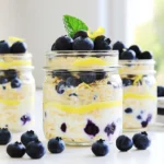 To make Blueberry Lemon Overnight Oats, you need simple and fresh items. This recipe uses oats, milk, yogurt, and blueberries. These ingredients come together to create a tasty and healthy breakfast. - Rolled oats: They are the base of our dish. Oats add fiber and keep you full. - Almond milk: This milk adds creaminess. You can use any milk you like. - Plain Greek yogurt: This ingredient adds protein and a rich texture. - Fresh blueberries: Blueberries are sweet and packed with nutrients. - Honey or maple syrup: These sweeteners add a touch of natural sweetness. - Lemon zest and juice: They bring bright and fresh flavors to the oats. - Vanilla extract: This adds a warm and comforting taste. - Pinch of salt: Salt enhances all the flavors in the dish. If you want to change things up, you can easily swap ingredients. Here are some ideas: - Use coconut milk for a tropical twist. - Replace Greek yogurt with dairy-free yogurt for a vegan option. - You can use agave nectar instead of honey for a lighter sweetener. - If you don’t have fresh blueberries, frozen ones work well too, just thaw them first. - For a nut-free option, choose oat milk instead of almond milk. Start with a medium bowl or jar. Pour in 1 cup of rolled oats. Add 1 cup of almond milk, or any milk you like. Then, mix in 1/2 cup of plain Greek yogurt. Stir these ingredients gently until they blend well. This base is creamy and full of flavor. Next, it’s time for the fun part! Add 1/2 cup of fresh blueberries. Toss in the zest of 1 lemon and 1 tablespoon of lemon juice. These add a bright taste. Also, include 1/2 teaspoon of vanilla extract and a pinch of salt. Stir everything until you see the blueberries and lemon spread throughout. Each bite will burst with flavor! Cover your bowl or jar tightly with a lid or plastic wrap. Place it in the fridge. Let it chill overnight or for at least 4 hours. This time allows the oats to soak up the liquid and flavors. In the morning, stir well. If it looks thick, just add a splash of almond milk. Your oats will be ready to enjoy! To make perfect overnight oats, start with a good mix. Use rolled oats for the best texture. Combine 1 cup of oats with 1 cup of almond milk. Add 1/2 cup of Greek yogurt for creaminess. Stir in 1 tablespoon of honey for sweetness. This blend gives you a great base. Make sure to add fresh blueberries. They add a burst of flavor. Mix in the zest and juice of 1 lemon. This makes the oats bright and fresh. Don't forget a pinch of salt; it brings out the other flavors. Cover your jar and refrigerate overnight. To boost flavor, try different milks. Coconut milk adds a tropical twist. You can also use flavored yogurt for extra taste. Consider adding nuts or seeds for crunch. Chia seeds can help thicken the oats too. For more lemon flavor, add extra zest. You can also mix in a dash of cinnamon. This gives a warm note that pairs well with berries. If you want more sweetness, drizzle a bit more honey in the morning. One common mistake is not letting the oats soak long enough. They need at least four hours to absorb liquid and flavors. Another mistake is using instant oats. They become mushy and lose texture. Avoid overloading with toppings too soon. This can weigh down your oats. Add toppings just before you eat. Lastly, don’t skip the salt. It enhances the overall taste of your dish. {{image_2}} You can change the flavor of your blueberry lemon overnight oats easily. Try adding different fruits. Strawberries, raspberries, or even peaches work well. You can also swap lemon for lime for a zesty twist. If you want a richer taste, add a spoonful of peanut butter or almond butter. This adds creaminess and a nutty flavor that pairs nicely with blueberries. Making your overnight oats fit your diet is simple. To make it vegan, use plant-based yogurt instead of Greek yogurt. Almond milk is great, but coconut or oat milk are good choices too. For gluten-free oats, ensure you buy certified gluten-free rolled oats. This will keep your breakfast safe and delicious. Toppings can elevate your overnight oats. Fresh blueberries are a must, but you can add sliced bananas or chopped nuts too. A sprinkle of chia seeds adds a nice crunch and nutrition. Drizzle some honey or maple syrup on top for extra sweetness. If you want a special touch, add a dollop of whipped coconut cream. This will make your breakfast feel like a treat! To keep your blueberry lemon overnight oats fresh, use an airtight container. A jar works great. Make sure to seal it well before placing it in the fridge. This keeps the oats tasty and prevents them from drying out. You can also layer the oats with extra blueberries for added flavor. These overnight oats last about 3 to 5 days in the fridge. For the best taste, eat them within 3 days. Check for any changes in smell or texture before eating. If you find any, it's time to toss them. Keep in mind that the longer they sit, the softer the oats get. You can eat overnight oats cold or warm. If you prefer them warm, heat them in the microwave. Start with 30 seconds, then stir. Check if they need more time. Add a splash of almond milk if they feel too thick after heating. Enjoy your meal warm or cold, it’s your choice! You can use regular yogurt, dairy-free yogurt, or cottage cheese. Each will change the flavor a bit. Regular yogurt gives a nice creaminess. Dairy-free options work well for allergies. Cottage cheese adds protein and a different texture. Yes, you can use frozen blueberries! They work great in overnight oats. Just add them directly to the mix. They may make the oats a little colder, but the flavor stays good. You can also let them thaw before adding. Overnight oats last about 3 to 5 days in the fridge. Store them in a sealed container to keep them fresh. If you see any signs of spoilage, it’s best to throw them away. Enjoy your oats within this time for the best taste! In this post, we explored how to make overnight oats. We detailed the key ingredients and substitutions. You learned the step-by-step preparation and mixing tips for smooth oats. We shared clever tricks for perfecting your dish and avoiding common mistakes. You discovered various flavor options and dietary adjustments to suit your tastes. Finally, we covered the best storage practices to keep your oats fresh. You now have the tools to create tasty overnight oats that fit your needs. Enjoy experimenting with flavors and make breakfast fun!