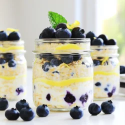 To make Blueberry Lemon Overnight Oats, you need simple and fresh items. This recipe uses oats, milk, yogurt, and blueberries. These ingredients come together to create a tasty and healthy breakfast. - Rolled oats: They are the base of our dish. Oats add fiber and keep you full. - Almond milk: This milk adds creaminess. You can use any milk you like. - Plain Greek yogurt: This ingredient adds protein and a rich texture. - Fresh blueberries: Blueberries are sweet and packed with nutrients. - Honey or maple syrup: These sweeteners add a touch of natural sweetness. - Lemon zest and juice: They bring bright and fresh flavors to the oats. - Vanilla extract: This adds a warm and comforting taste. - Pinch of salt: Salt enhances all the flavors in the dish. If you want to change things up, you can easily swap ingredients. Here are some ideas: - Use coconut milk for a tropical twist. - Replace Greek yogurt with dairy-free yogurt for a vegan option. - You can use agave nectar instead of honey for a lighter sweetener. - If you don’t have fresh blueberries, frozen ones work well too, just thaw them first. - For a nut-free option, choose oat milk instead of almond milk. Start with a medium bowl or jar. Pour in 1 cup of rolled oats. Add 1 cup of almond milk, or any milk you like. Then, mix in 1/2 cup of plain Greek yogurt. Stir these ingredients gently until they blend well. This base is creamy and full of flavor. Next, it’s time for the fun part! Add 1/2 cup of fresh blueberries. Toss in the zest of 1 lemon and 1 tablespoon of lemon juice. These add a bright taste. Also, include 1/2 teaspoon of vanilla extract and a pinch of salt. Stir everything until you see the blueberries and lemon spread throughout. Each bite will burst with flavor! Cover your bowl or jar tightly with a lid or plastic wrap. Place it in the fridge. Let it chill overnight or for at least 4 hours. This time allows the oats to soak up the liquid and flavors. In the morning, stir well. If it looks thick, just add a splash of almond milk. Your oats will be ready to enjoy! To make perfect overnight oats, start with a good mix. Use rolled oats for the best texture. Combine 1 cup of oats with 1 cup of almond milk. Add 1/2 cup of Greek yogurt for creaminess. Stir in 1 tablespoon of honey for sweetness. This blend gives you a great base. Make sure to add fresh blueberries. They add a burst of flavor. Mix in the zest and juice of 1 lemon. This makes the oats bright and fresh. Don't forget a pinch of salt; it brings out the other flavors. Cover your jar and refrigerate overnight. To boost flavor, try different milks. Coconut milk adds a tropical twist. You can also use flavored yogurt for extra taste. Consider adding nuts or seeds for crunch. Chia seeds can help thicken the oats too. For more lemon flavor, add extra zest. You can also mix in a dash of cinnamon. This gives a warm note that pairs well with berries. If you want more sweetness, drizzle a bit more honey in the morning. One common mistake is not letting the oats soak long enough. They need at least four hours to absorb liquid and flavors. Another mistake is using instant oats. They become mushy and lose texture. Avoid overloading with toppings too soon. This can weigh down your oats. Add toppings just before you eat. Lastly, don’t skip the salt. It enhances the overall taste of your dish. {{image_2}} You can change the flavor of your blueberry lemon overnight oats easily. Try adding different fruits. Strawberries, raspberries, or even peaches work well. You can also swap lemon for lime for a zesty twist. If you want a richer taste, add a spoonful of peanut butter or almond butter. This adds creaminess and a nutty flavor that pairs nicely with blueberries. Making your overnight oats fit your diet is simple. To make it vegan, use plant-based yogurt instead of Greek yogurt. Almond milk is great, but coconut or oat milk are good choices too. For gluten-free oats, ensure you buy certified gluten-free rolled oats. This will keep your breakfast safe and delicious. Toppings can elevate your overnight oats. Fresh blueberries are a must, but you can add sliced bananas or chopped nuts too. A sprinkle of chia seeds adds a nice crunch and nutrition. Drizzle some honey or maple syrup on top for extra sweetness. If you want a special touch, add a dollop of whipped coconut cream. This will make your breakfast feel like a treat! To keep your blueberry lemon overnight oats fresh, use an airtight container. A jar works great. Make sure to seal it well before placing it in the fridge. This keeps the oats tasty and prevents them from drying out. You can also layer the oats with extra blueberries for added flavor. These overnight oats last about 3 to 5 days in the fridge. For the best taste, eat them within 3 days. Check for any changes in smell or texture before eating. If you find any, it's time to toss them. Keep in mind that the longer they sit, the softer the oats get. You can eat overnight oats cold or warm. If you prefer them warm, heat them in the microwave. Start with 30 seconds, then stir. Check if they need more time. Add a splash of almond milk if they feel too thick after heating. Enjoy your meal warm or cold, it’s your choice! You can use regular yogurt, dairy-free yogurt, or cottage cheese. Each will change the flavor a bit. Regular yogurt gives a nice creaminess. Dairy-free options work well for allergies. Cottage cheese adds protein and a different texture. Yes, you can use frozen blueberries! They work great in overnight oats. Just add them directly to the mix. They may make the oats a little colder, but the flavor stays good. You can also let them thaw before adding. Overnight oats last about 3 to 5 days in the fridge. Store them in a sealed container to keep them fresh. If you see any signs of spoilage, it’s best to throw them away. Enjoy your oats within this time for the best taste! In this post, we explored how to make overnight oats. We detailed the key ingredients and substitutions. You learned the step-by-step preparation and mixing tips for smooth oats. We shared clever tricks for perfecting your dish and avoiding common mistakes. You discovered various flavor options and dietary adjustments to suit your tastes. Finally, we covered the best storage practices to keep your oats fresh. You now have the tools to create tasty overnight oats that fit your needs. Enjoy experimenting with flavors and make breakfast fun!