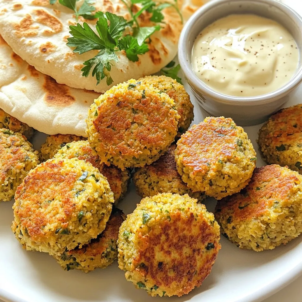 To make crispy air fryer falafel, you will need the following ingredients: - 1 cup dried chickpeas (soaked overnight) - 1 small onion, roughly chopped - 2 cloves garlic, minced - 1/4 cup fresh parsley, chopped - 1/4 cup fresh cilantro, chopped - 1 teaspoon ground cumin - 1 teaspoon ground coriander - 1/2 teaspoon baking powder - 1/2 teaspoon salt - 1/4 teaspoon black pepper - 2 tablespoons olive oil (plus extra for brushing) - 1 tablespoon lemon juice - Optional: Pita bread and tahini for serving Each ingredient adds its own flavor. The soaked chickpeas are the base. They give the falafel its hearty texture. Onion and garlic bring a nice depth of flavor. Fresh herbs like parsley and cilantro add brightness. The spices, cumin and coriander, give it warmth and an earthy taste. Baking powder helps the falafel puff up slightly when cooking. Salt and black pepper enhance all the flavors, making each bite savory. Olive oil provides richness and helps achieve that crispy exterior. Lastly, lemon juice adds a refreshing zing. Don't forget the optional pita bread and tahini for serving! They pair perfectly with falafel and make for a complete meal. {{ingredient_image_1}} Start by draining and rinsing the soaked chickpeas. Make sure they are well-drained. Excess water can make the mixture too wet. If the chickpeas are too wet, your falafel will not hold together. In a food processor, add the chickpeas, onion, garlic, parsley, and cilantro. Then, mix in the cumin, coriander, baking powder, salt, pepper, olive oil, and lemon juice. Pulse the mixture until it is coarse. It should hold together when pressed but not turn into a paste. Take a tablespoon of the mixture and shape it into small balls or patties. Each one should be about 1.5 inches wide. Place them on a tray or plate as you work. This step is vital for getting that perfect falafel shape. Preheat your air fryer to 375°F (190°C). It only takes about 5 minutes. This step ensures even cooking and helps achieve that crispy texture we all love. Lightly brush or spray the falafel balls with a bit of olive oil. This helps them get nice and crispy while cooking. Don’t skip this step if you want that perfect crunch. Arrange the falafel balls in a single layer in the air fryer basket. Make sure they are not touching. You may need to cook them in batches. Air fry for 12-15 minutes until they are golden brown and crispy. Flip them halfway through for even cooking. Once done, remove the falafel from the air fryer. Serve them hot with pita bread, fresh salad, and tahini sauce. This pairing adds extra flavor and makes your meal complete. Enjoy your crispy falafel! To get that perfect crunch on your falafel, follow these steps: - Dry Chickpeas Well: After soaking, make sure to drain and rinse them well. Any extra water can make the mix soggy. - Use Olive Oil: Brush the falafel with olive oil before cooking. This helps them brown nicely. - Don’t Overcrowd: Place falafel in a single layer in the air fryer. Give them space to crisp up evenly. - Flip Halfway: Turn them halfway through cooking. This ensures all sides get golden and crisp. If you have falafel left, you can store it easily: - Cool First: Let the falafel cool completely before storing. - Use Airtight Container: Place the cooled falafel in an airtight container. This keeps them fresh. - Refrigerate: They can last in the fridge for 3-4 days. Here are some pitfalls to watch out for: - Too Much Liquid: Avoid adding too much water or oil to the mix. This leads to mushy falafel. - Not Blending Enough: Make sure the mixture holds together. If it's too crumbly, pulse it a bit more. - Skipping the Oil: Always brush the falafel with oil. Without it, they won’t crisp up as well. Pro Tips Soak Chickpeas Properly: Ensure the chickpeas are soaked for at least 8 hours or overnight to achieve the right texture for falafel. Don’t Overprocess: Pulse the mixture until just combined. Overprocessing can lead to a paste instead of a textured mix. Adjust Cooking Time: Cooking times may vary based on your air fryer model. Keep an eye on the falafel to prevent burning. Experiment with Spices: Feel free to add spices like paprika or cayenne for extra flavor and heat! {{image_2}} To make spicy falafel, add heat! Use 1 teaspoon of cayenne pepper or crushed red pepper flakes. This brings a kick to the dish. You can also add a chopped fresh chili for a fresh, fiery taste. Adjust the spice level to match your taste buds. Mixing herbs and spices can change the flavor of your falafel. Try adding fresh mint for a fresh twist. You could also use dill, which gives a nice tang. For spices, consider smoked paprika or even a pinch of cinnamon. Each choice adds depth and character. Pair your falafel with tasty dips and sauces. Tahini sauce is classic. You can also use yogurt sauce or spicy harissa. These add creaminess and flavor. Serve with warm pita bread, which is perfect for wrapping the falafel. Fresh veggies like cucumber and tomato add crunch and freshness. To keep your falafel fresh, place it in an airtight container. Make sure the falafel is completely cool before storing. This helps prevent moisture buildup. Store the container in the fridge for up to three days. When you want to enjoy them again, just reheat. You can freeze falafel for later use. First, let the cooked falafel cool completely. Then, lay them out on a baking sheet in a single layer. Freeze for about an hour until firm. After that, transfer the falafel to a freezer bag. They will last for up to three months. When you’re ready to eat, you can cook them straight from the freezer. To reheat falafel, use your air fryer for best results. Preheat the air fryer to 375°F (190°C). Place the falafel in the basket for about 5-7 minutes. This will make them warm and crispy again. You can also reheat in the oven at 350°F (175°C) for 10-15 minutes. Avoid using a microwave, as it can make them soggy. Yes, you can use canned chickpeas. They save time and are easy to find. Just rinse and drain them well. This will help reduce extra moisture. You may need to adjust the spices since canned chickpeas are softer. To make gluten-free falafel, stick to the basic recipe. All the main ingredients are gluten-free. Use gluten-free bread if you want a sandwich. Check any dips or sauces for gluten content. Serve air fryer falafel with pita bread, salad, or tahini sauce. You can add fresh veggies like cucumbers or tomatoes. This makes a great meal or snack. Falafel is done when it is golden brown and crispy. You can flip them halfway through cooking. If they feel firm and have a crunchy outside, they are ready. Yes, you can prepare the falafel mixture ahead of time. Store it in the fridge for up to 24 hours. Just shape and cook them when you're ready. This saves time on busy days. This blog post shared how to make tasty falafel. You learned about simple ingredients, step-by-step instructions, and helpful tips. Making crispy falafel is easy with the right methods. You can store and freeze leftovers too. Always avoid common mistakes for the best results. With these recipes and ideas, you’ll impress your family and friends. Enjoy your cooking and try different flavors. Your falafel journey starts now!