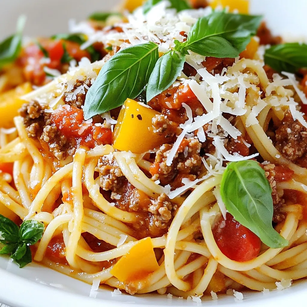 - 1 pound ground beef (or turkey for a lighter option) - 1 small onion, diced - 2 garlic cloves, minced - 1 bell pepper, diced (any color) - 1 can (15 oz) crushed tomatoes - 1 can (8 oz) tomato sauce - 8 ounces spaghetti (uncooked) The main ingredients form the base of our dish. Ground beef or turkey gives it a hearty flavor. The diced onion, garlic, and bell pepper add freshness and depth. Crushed tomatoes and tomato sauce create a rich, thick sauce that clings to the spaghetti. - 2 cups beef broth - 2 teaspoons Italian seasoning - 1 teaspoon dried basil - Salt and pepper to taste Seasoning is key to making your sauce pop. The beef broth adds moisture and flavor. Italian seasoning and dried basil bring in the classic Italian taste. Don't forget to add salt and pepper to balance everything out. - Grated Parmesan cheese - Fresh basil leaves Toppings elevate your meal. Grated Parmesan cheese adds a salty, creamy layer. Fresh basil leaves bring a burst of color and fresh flavor. You can add as much or as little as you like. {{ingredient_image_1}} To start, set your Instant Pot to sauté mode. Once it is hot, add 1 pound of ground beef. Break it apart with a spatula and cook until it turns brown, about 5-7 minutes. If you see excess fat, drain it off carefully. Next, add your chopped onion, minced garlic, and diced bell pepper to the pot. Sauté these for 2-3 minutes. You want the onions to become soft and translucent. This step builds a rich flavor base for your sauce. Now it’s time to pour in the crushed tomatoes and tomato sauce. Add 2 cups of beef broth, 2 teaspoons of Italian seasoning, 1 teaspoon of dried basil, and salt and pepper to taste. Mix everything well. This combination creates a delicious sauce that coats the spaghetti perfectly. Take 8 ounces of uncooked spaghetti and break it in half. Gently push the pieces into the sauce mixture. Make sure the pasta is mostly covered by the sauce, but avoid stirring. This helps the spaghetti cook evenly. Close the lid of the Instant Pot and set it to manual high pressure. Set the timer for 8 minutes. Before you start, ensure the valve is set to sealing. This traps the steam inside, cooking the spaghetti perfectly. Once the cooking time is done, carefully do a quick release of pressure. Turn the valve to venting, being cautious of hot steam. When it is safe, open the lid and stir the spaghetti and sauce together. If the dish looks too thick, add a splash of beef broth and stir again. Your meal is now ready to serve! - How to prevent pasta from sticking To stop pasta from sticking, break the spaghetti in half. This helps it fit better in the pot. Place the pasta gently in the sauce mix without stirring. The sauce will keep it moist and help it cook evenly. - Tips on browning meat Start by heating your Instant Pot on sauté mode. Once hot, add the ground beef or turkey. Let it cook without moving it for a few minutes. This helps to brown the meat. Stir it only after a good crust forms. - Suggestions for additional spices You can boost the flavor by adding red pepper flakes for heat. A pinch of smoked paprika adds depth. For a sweeter touch, try a dash of sugar. These spices make your dish even more exciting. - Benefits of using fresh herbs Fresh basil is a game changer. It adds a bright flavor that dried herbs can't match. Use it as a garnish right before serving. You can also mix it in for a fresh taste throughout the dish. - Overcooking the pasta It's easy to overcook pasta in the Instant Pot. Stick to the 8-minute cooking time. If you cook it longer, it may turn mushy. Remember, the pasta continues to cook even after you release the pressure. - Incorrect pressure release Always do a quick release carefully. Turn the valve to venting, but keep your face away from the steam. If you don’t release the pressure correctly, it can lead to uneven cooking. Safety first! Pro Tips Use Lean Meat: Opt for lean ground beef or turkey to reduce fat content and make the dish lighter without sacrificing flavor. Don’t Stir the Spaghetti: When adding the spaghetti to the sauce, do not stir. This prevents it from clumping together and ensures even cooking. Adjust Thickness: If the sauce is too thick after cooking, add a splash of beef broth or water and stir to reach your desired consistency. Garnish for Flavor: Fresh basil and grated Parmesan cheese not only enhance the presentation but also add fresh flavor to the dish. {{image_2}} You can make this dish lighter with a few simple swaps. - Use zucchini noodles instead of regular spaghetti. This adds veggies and cuts carbs. - Choose leaner meats like turkey or chicken. They have less fat and still taste great. These changes keep the dish tasty while making it healthier. You get the same comfort without the guilt. Want a meat-free meal? You have great choices! - Try plant-based meat instead of ground beef. Many brands taste just like real meat. - Add more vegetables like mushrooms, spinach, or carrots. This makes it colorful and full of nutrients. These options are perfect for anyone who wants to enjoy spaghetti and meat sauce without meat. Spice up your dish with these fun ideas! - Add red pepper flakes for a spicy kick. It brings heat and flavor to your sauce. - Swap ground beef for Italian sausage. This gives a rich, savory taste that makes the sauce special. These flavor variations will keep your meal exciting and delicious every time you make it. To keep your spaghetti and meat sauce fresh, place it in a sealed container. This way, it prevents spills and keeps flavors locked in. Store it in the fridge. It will stay good for about 3 to 4 days. If you want to enjoy it later, freezing is a great option. To freeze the dish, let it cool to room temperature first. Then, place it in a freezer-safe container. Make sure to leave some space at the top. The sauce can expand while freezing. It will last in the freezer for up to 3 months. When you’re ready to eat, thaw it overnight in the fridge. You can reheat it in the microwave or on the stovetop. For the microwave, place it in a bowl and cover it. Heat in 1-minute intervals. Stir it in between to heat evenly. For the stovetop, warm it on low heat. Stir often to prevent sticking. Always ensure it's heated to at least 165°F for safety. This keeps the meal tasty and safe to eat. Cook spaghetti in the Instant Pot for 8 minutes at high pressure. This time works best for al dente pasta. The pressure builds quickly, so the cooking process is fast. After the timer goes off, perform a quick release. This helps to keep the pasta from getting mushy. Yes, you can use ground chicken, turkey, or sausage. Each option adds a unique flavor. Ground turkey is a leaner choice, while sausage gives a spicy kick. Feel free to mix meats for a blend of tastes. Just ensure they are cooked through. Absolutely! This dish is perfect for meal prep. Make a big batch and store portions in containers. You can refrigerate the dish for up to four days. It also freezes well for longer storage. Just reheat before serving. Pair your spaghetti with a fresh side salad or garlic bread. A simple green salad brightens the meal. Garlic bread adds a lovely crunch. You can also serve it with roasted vegetables for more nutrition. These sides enhance the overall dining experience. This post covers all you need for Instant Pot spaghetti. From key ingredients to easy steps, you can make a tasty meal. Remember to choose your meat wisely and add spices for more flavor. Don’t overlook the tips on preventing pasta from sticking or common mistakes to avoid. You can even explore variations like zucchini noodles or plant-based meat. With the right storage, enjoy leftovers for days. Now you have the tools to create a delicious dish that satisfies. Happy cooking!