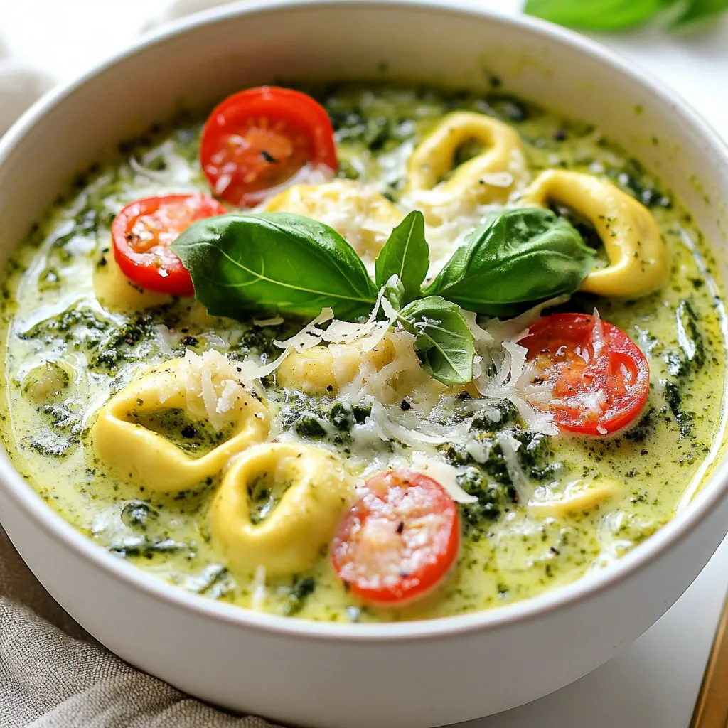 Creamy Pesto Tortellini Soup Comforting and Simple Dish